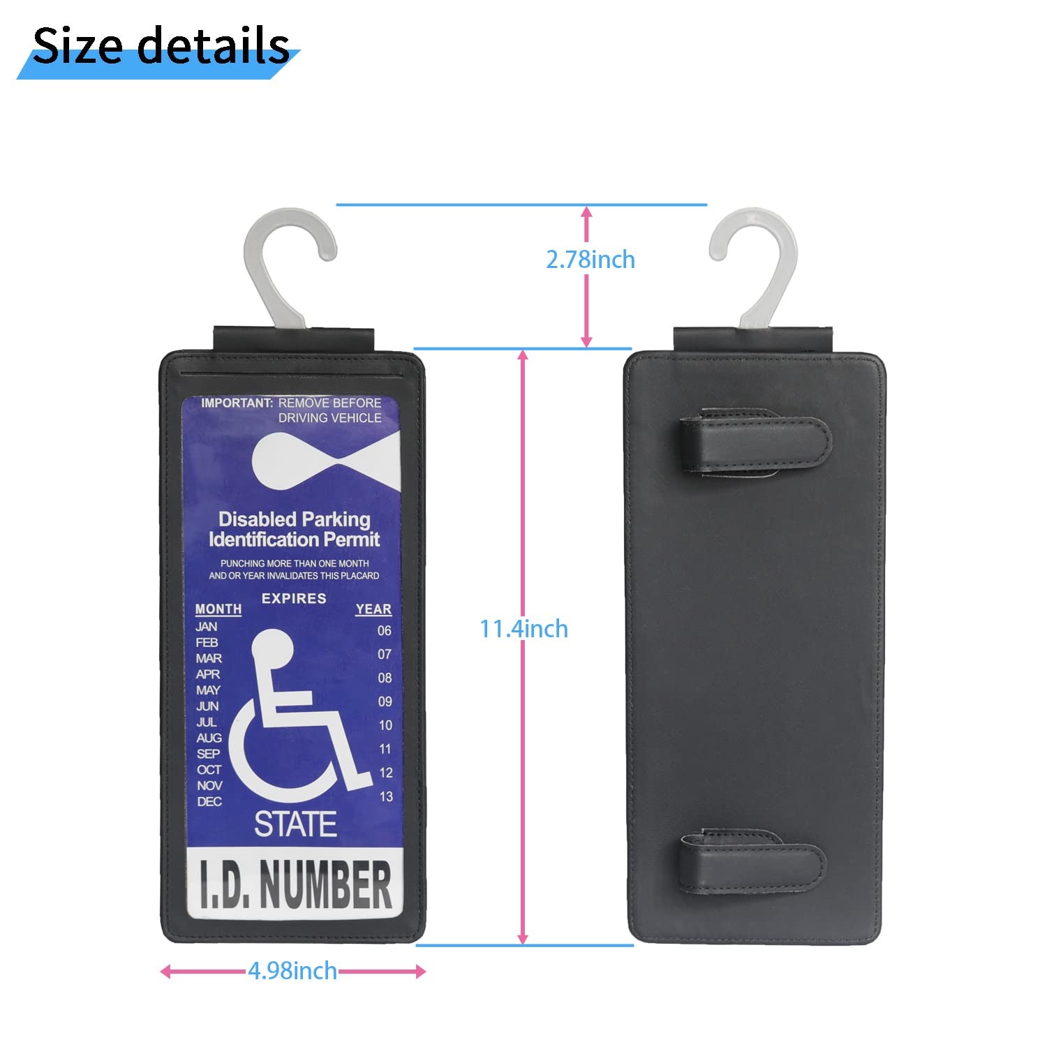 Yuoyar Handicap Placard Holder, Portable Transparent Universal, black