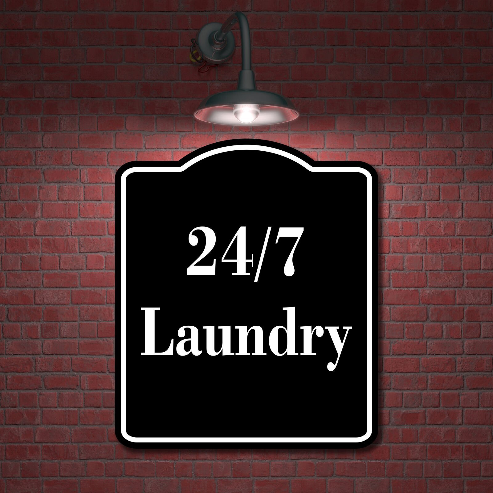 24 7 Laundry laundromat BLACK Aluminum Composite Sign