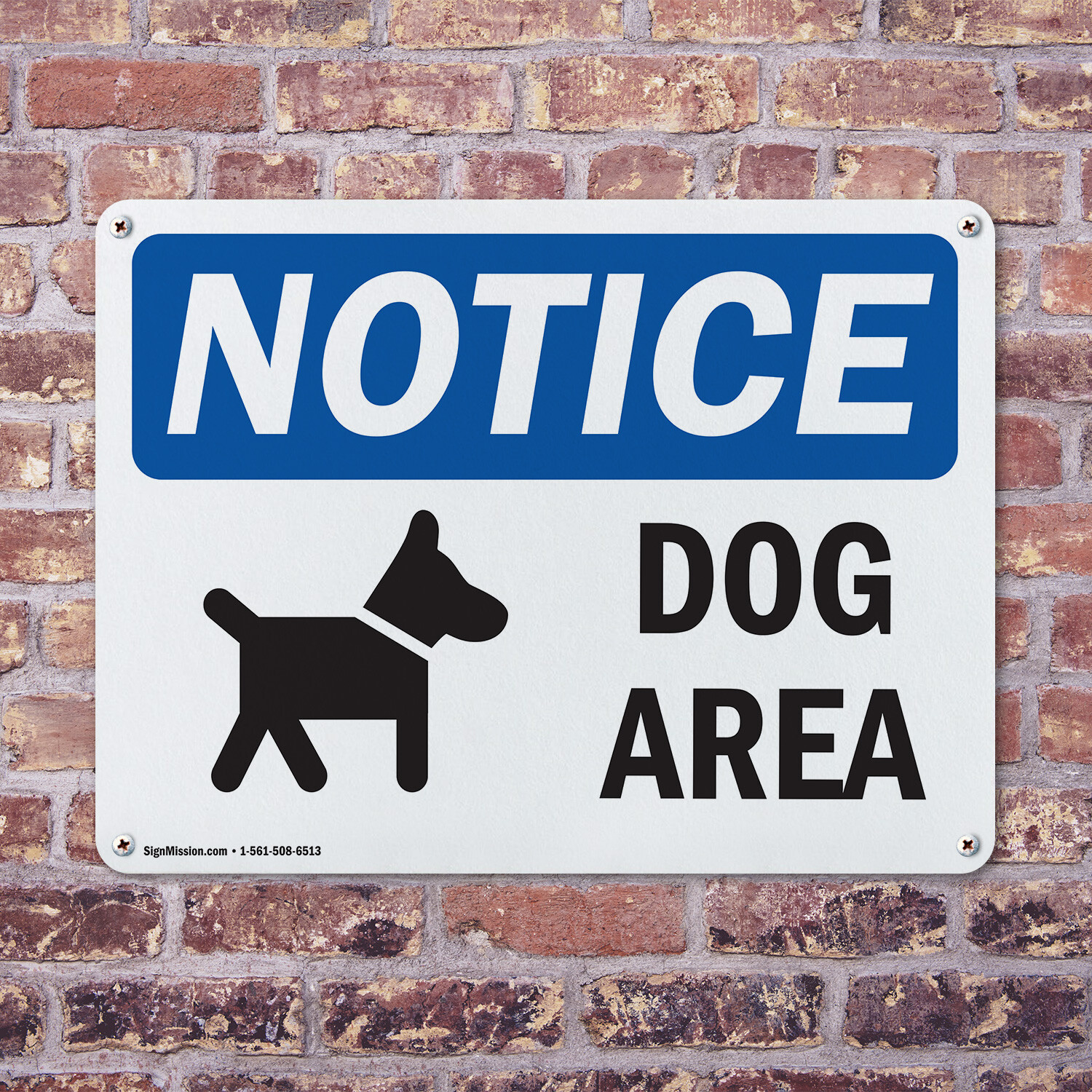 (2 Pack) Dog Area OSHA Notice Sign Decal Metal Plastic