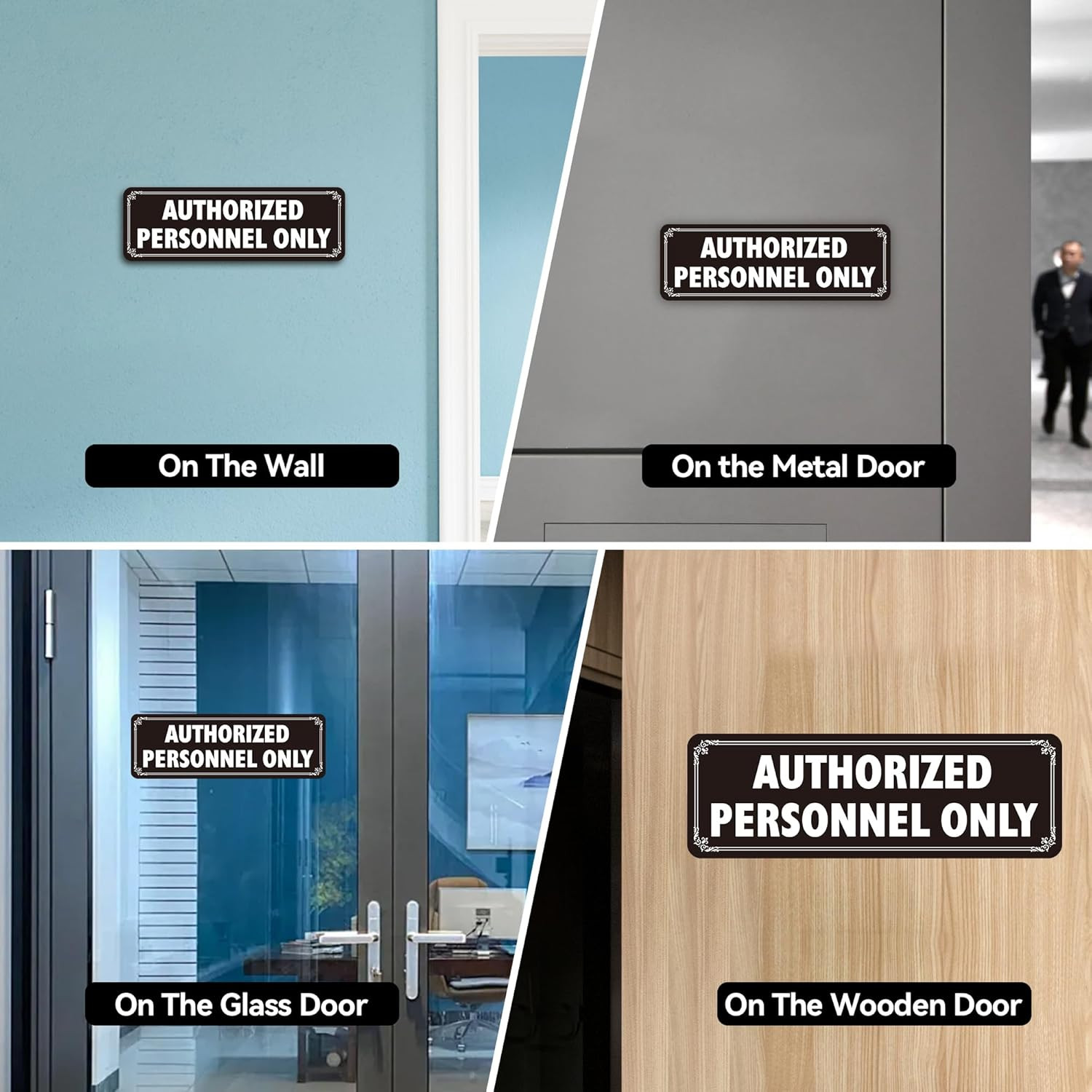 Authorized Personnel Only Sign 4 Pcs Heavy Duty Aluminum Door Signs Easy Install
