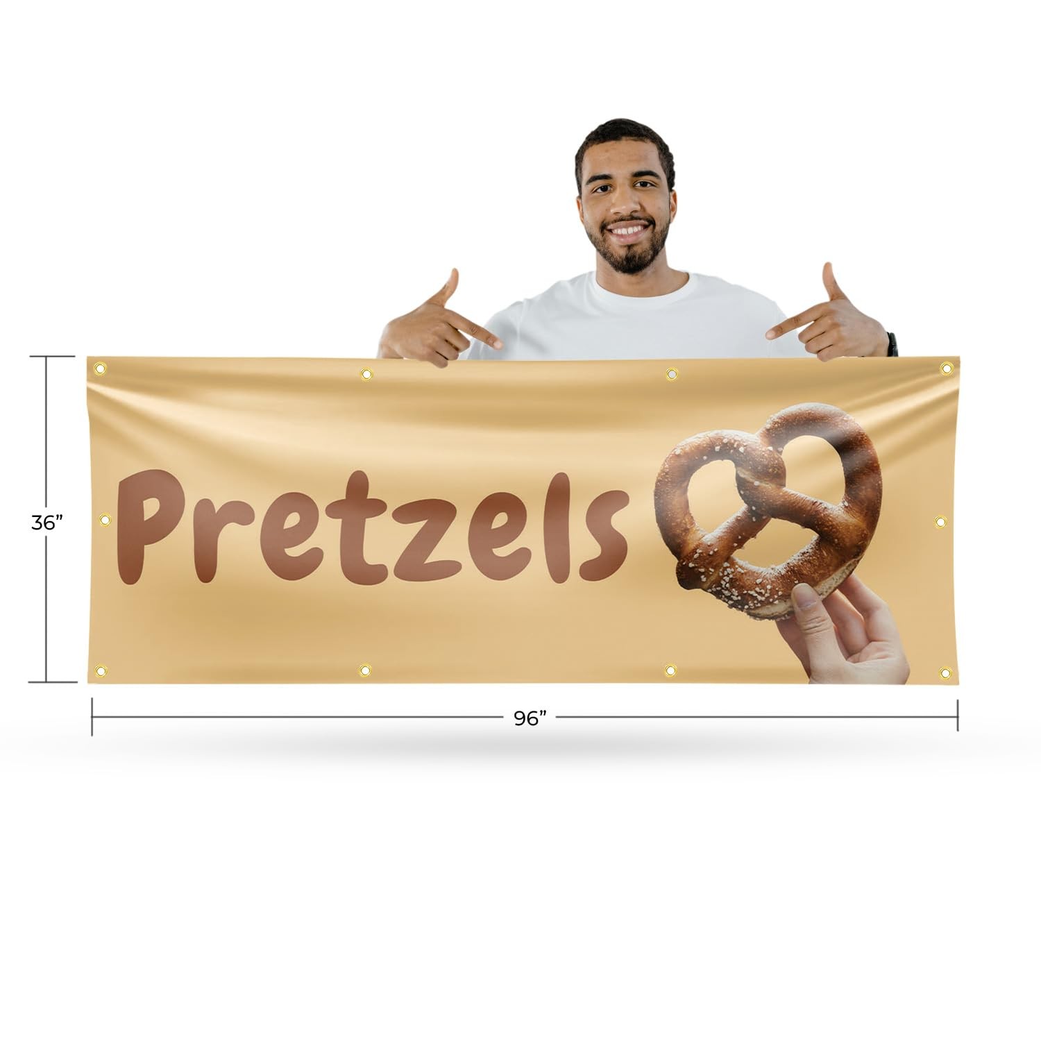 Signmission Pretzels Banner Sign 36 X 96 13 Oz Vinyl Metal Single-Sided Outdoor