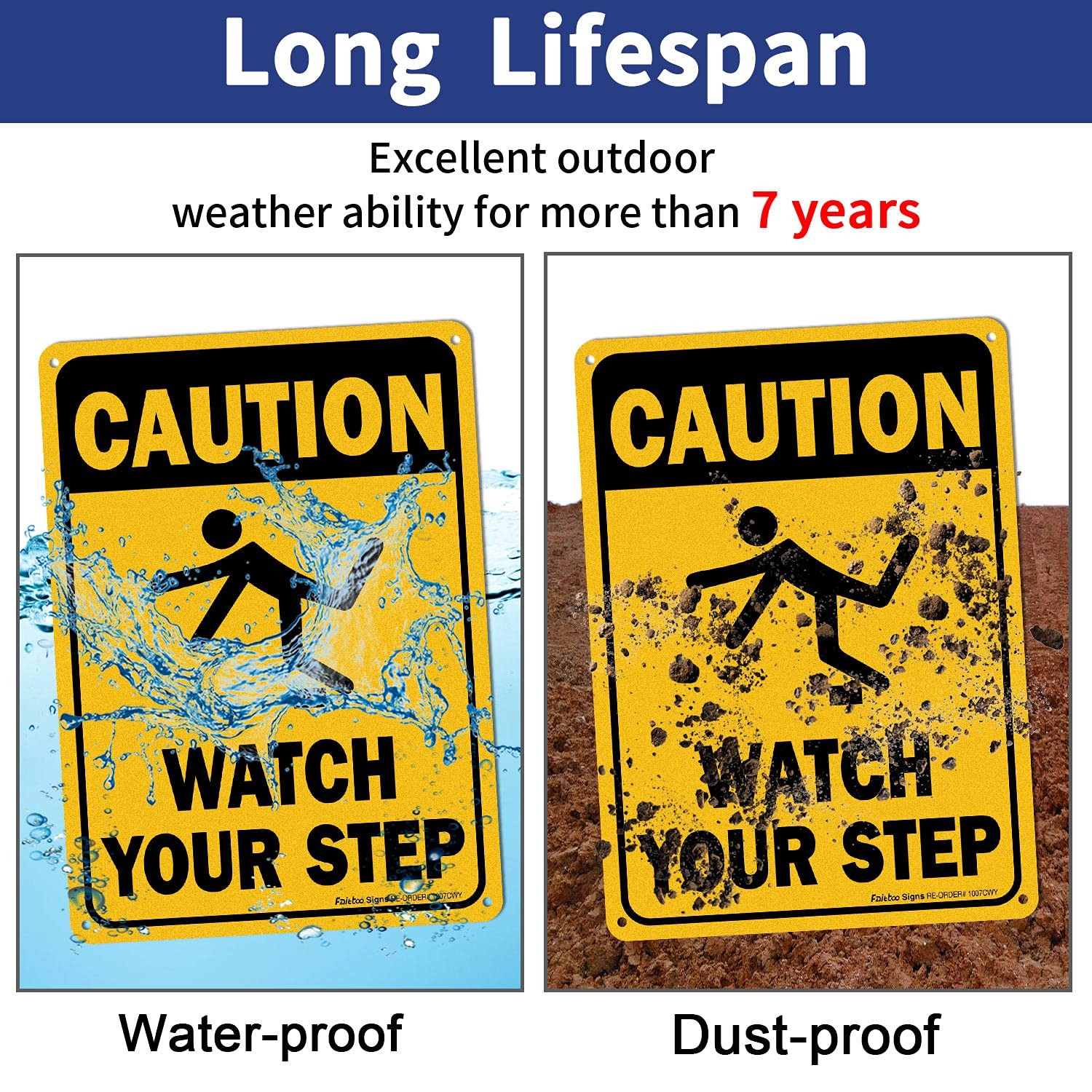 (4 Pack) Caution Watch Your Step Sign Safety Sign, 10 x 7 Inches rectangle, ….
