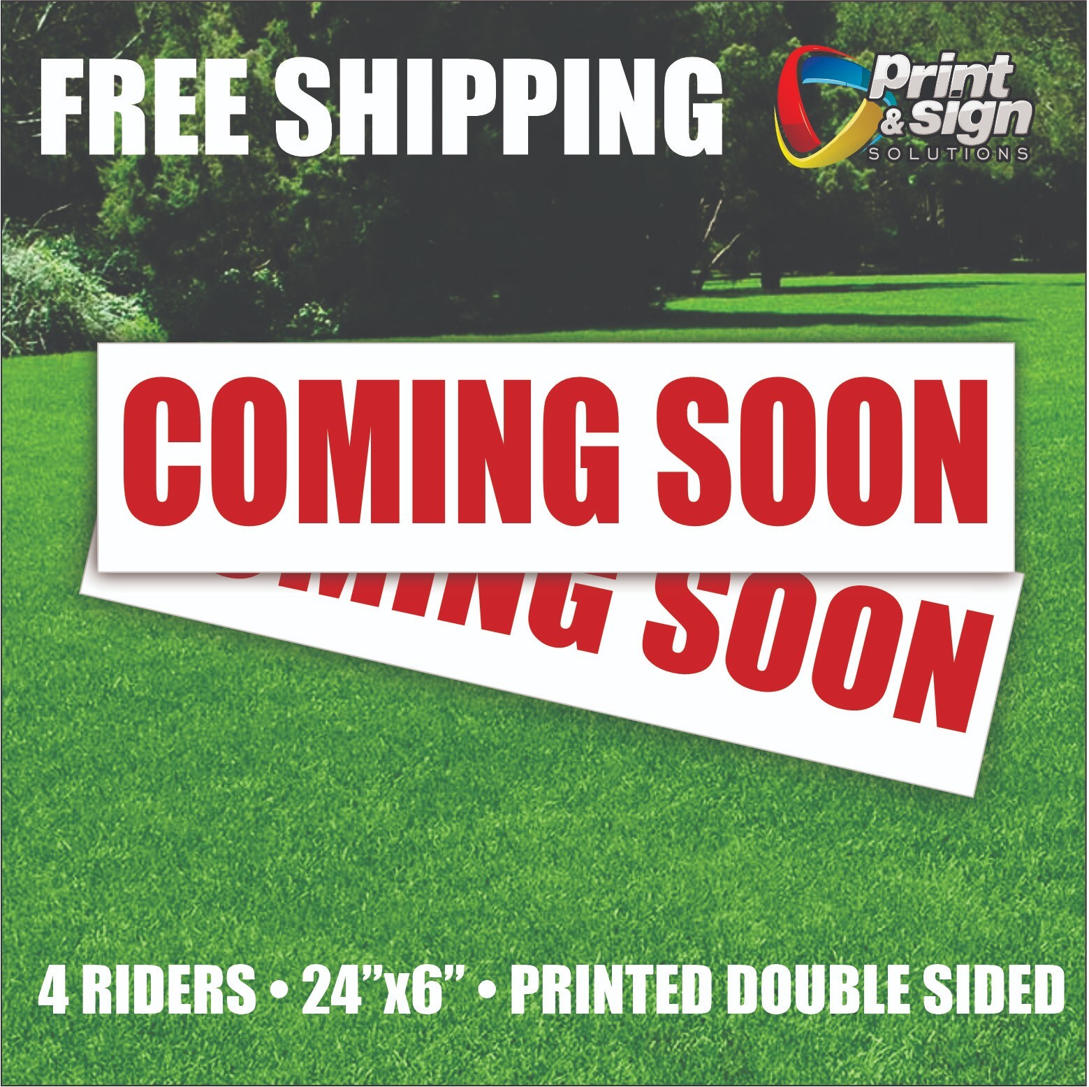 4PC COMING SOON 6″x24″ REAL ESTATE RIDER SIGN 2 Sided HOMES PLASTIC REALTOR