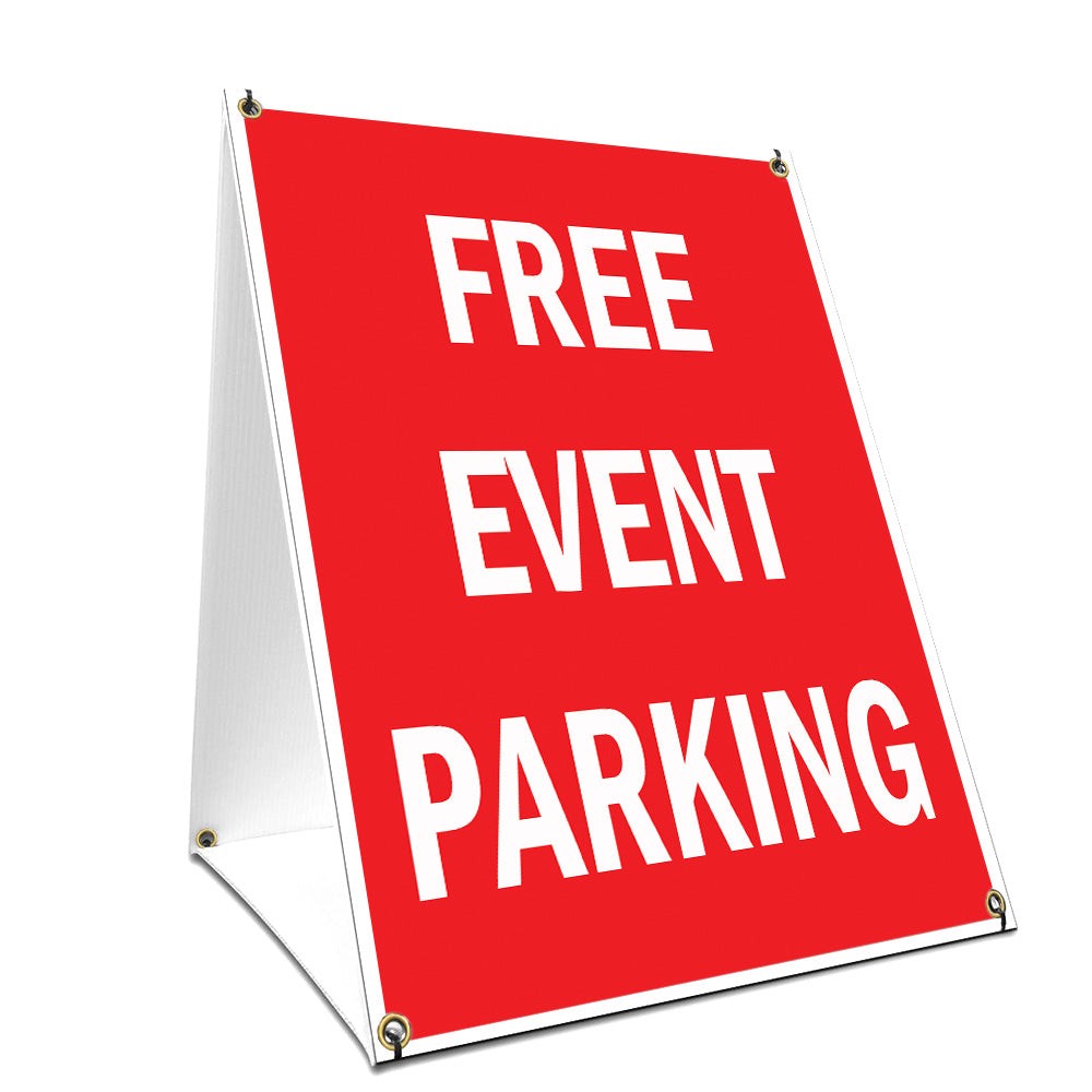 A-frame Sidewalk Sign Free Event Parking With Graphics On Each Side