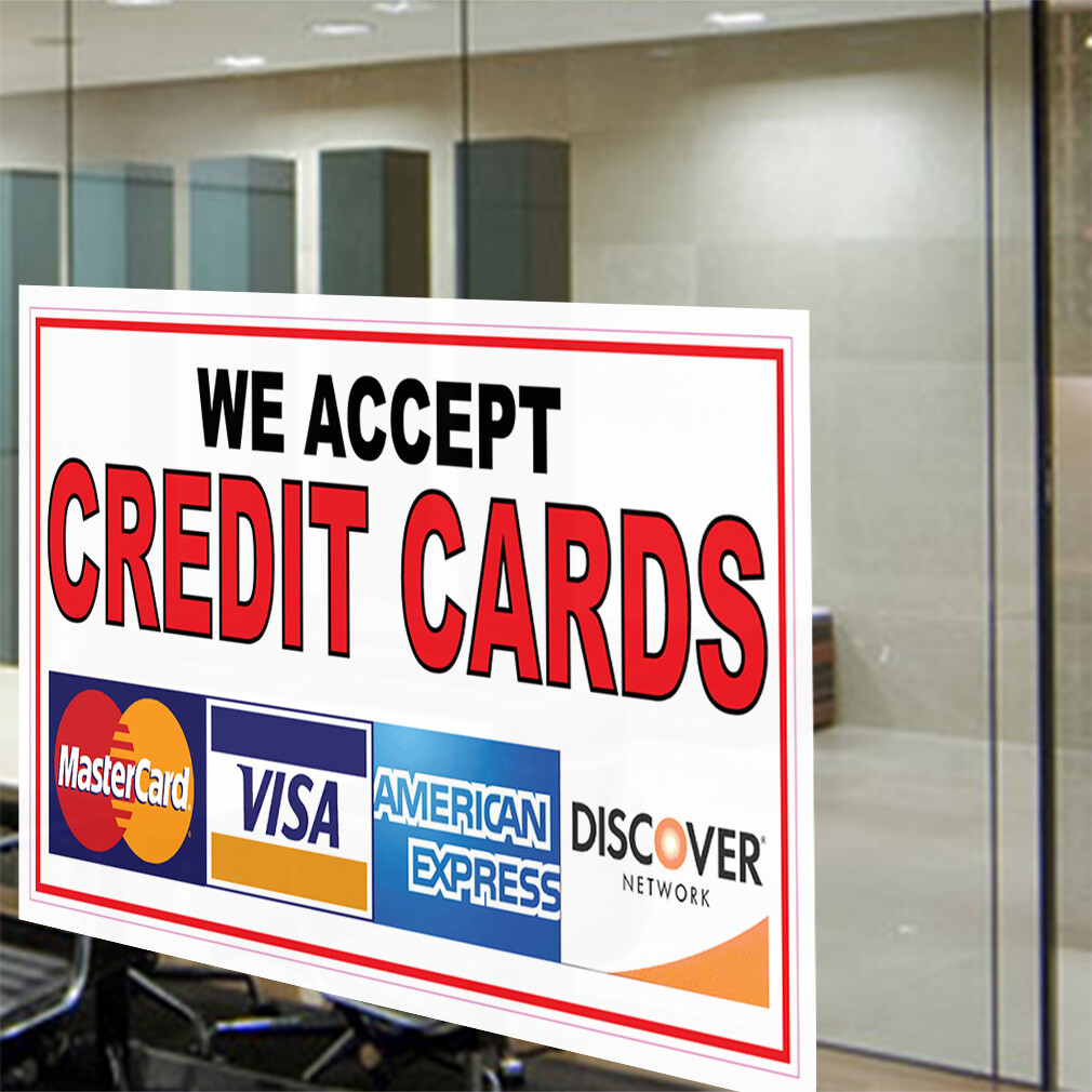 Decal Stickers We Accept Credit Cards Restaurant Cafe Bar A Store Sign Label