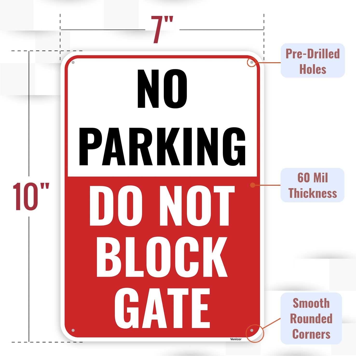 1PC No Parking Do Not Block Gate Sign, 10 x 7 Inches Aluminum