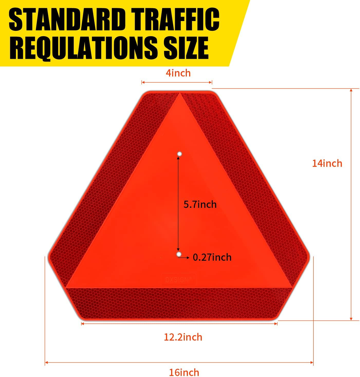 Slow Moving Vehicle Sign, Plastic DOT Slow Moving Vehicle Triangle Signs, SMV Si