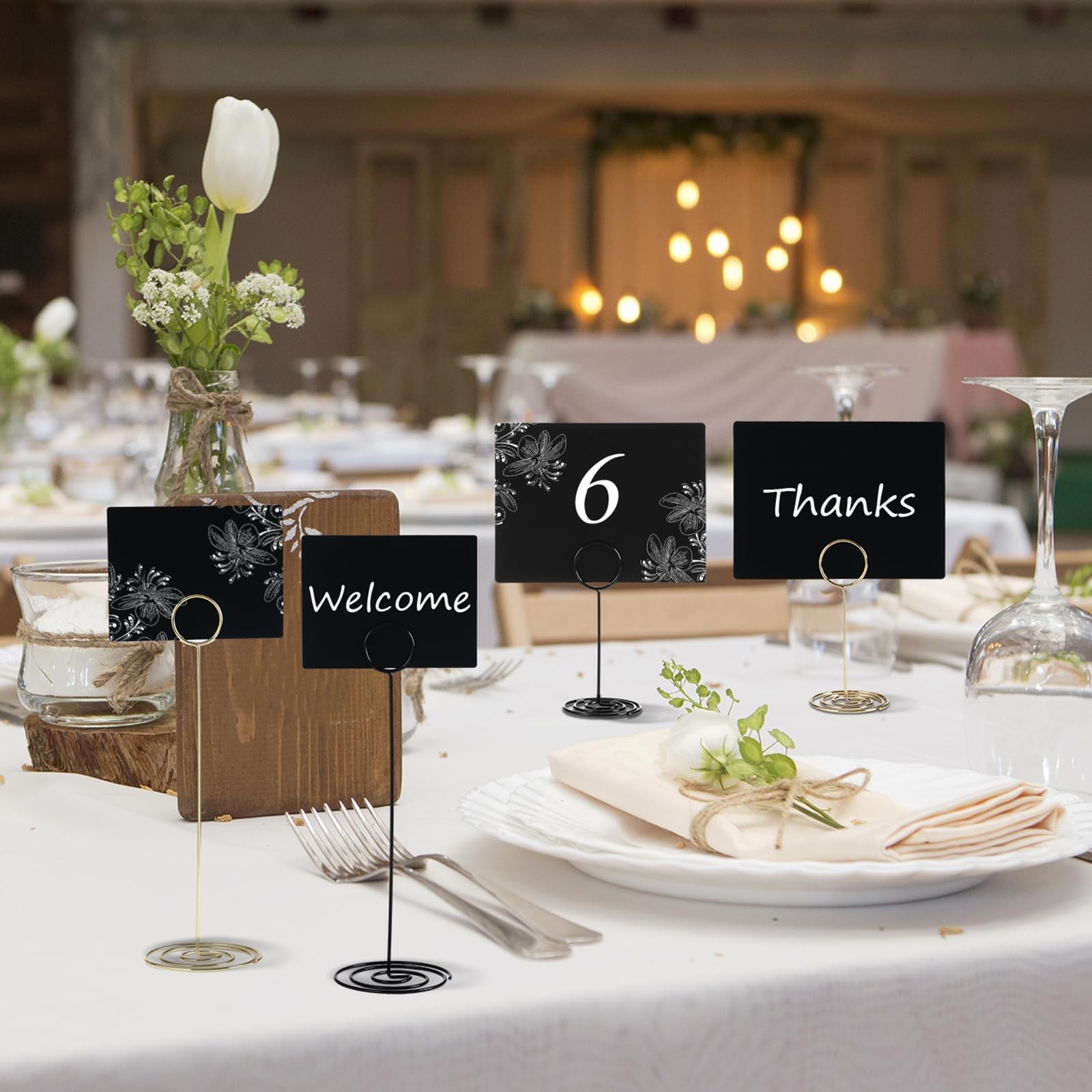 24 Packs Mini Chalkboard Signs with Table Number Holders, 4×3 Inch Small Chal…