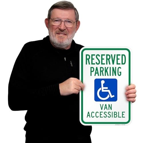 Reserved Parking Handicap Sign 12×18 Inch Aluminum Accessible Van Pole Mount