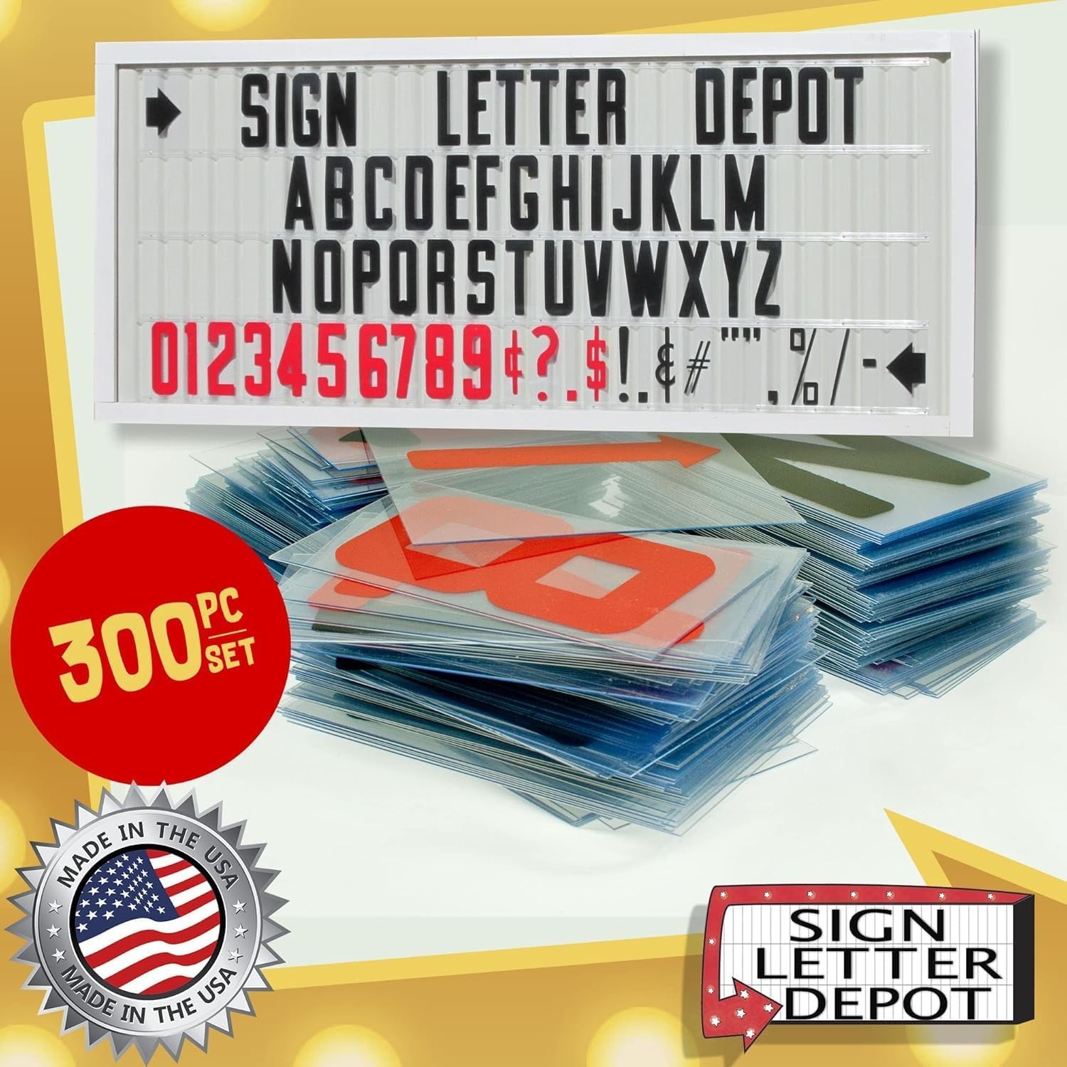 300 Pcs Marquee Sign Letters Flexible Plastic Letters on Flexible Panel 8″ & 9″