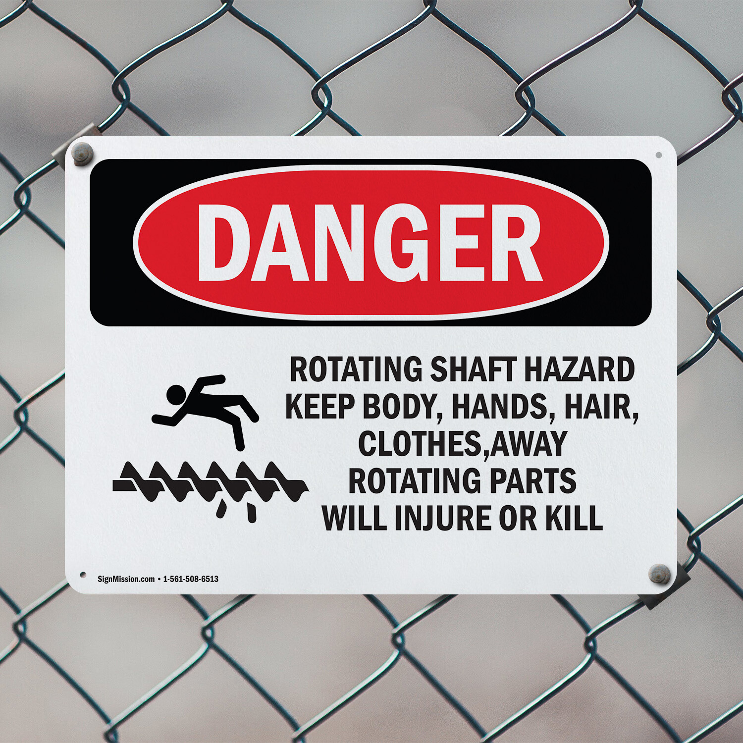 (2 Pack) Rotating Shaft Hazard Keep Body OSHA Danger Sign Decal Metal Plastic