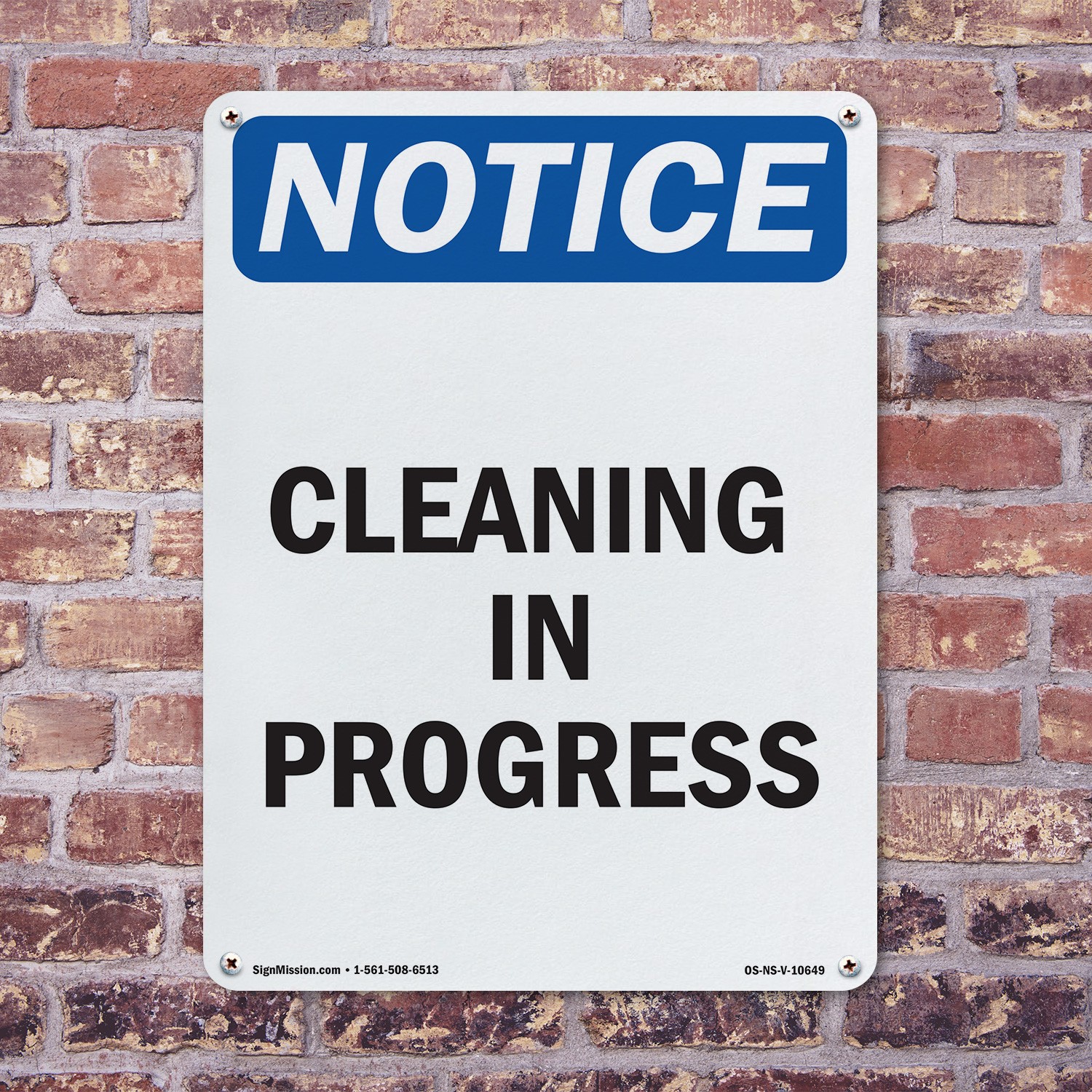 Cleaning In Progress OSHA Notice Sign Metal, Plastic, Or Decal – 5 or 10 Pack