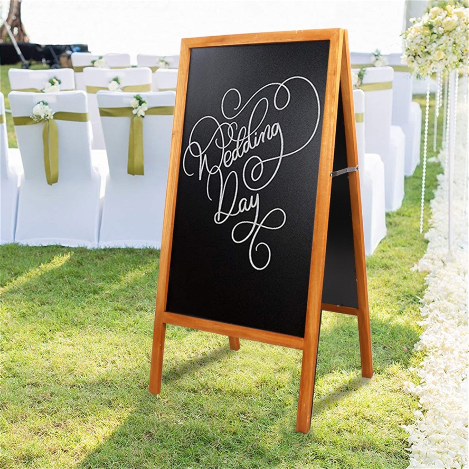 Free Standing Magnetic Chalkboard Solid Sidewalk Sign Display Board Outdoor Deco