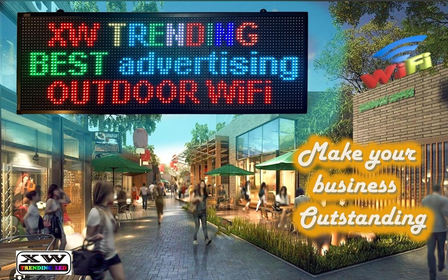 LED Sign Scrolling 40 x 14 WiFi Programmable Indoor Outdoor RGB perfect tool