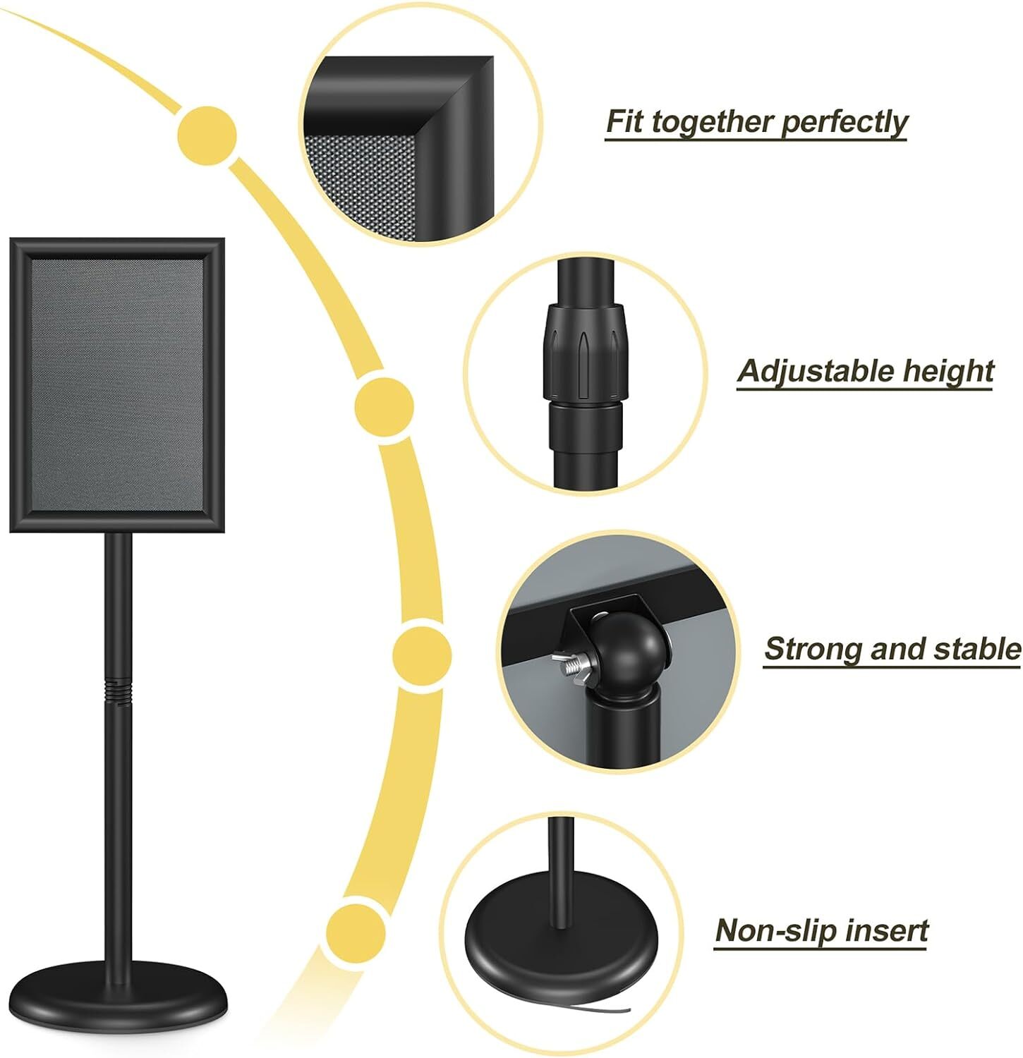 Relx Sign Holder Stand 8.5×11 inch – Adjustable Floor Standing black