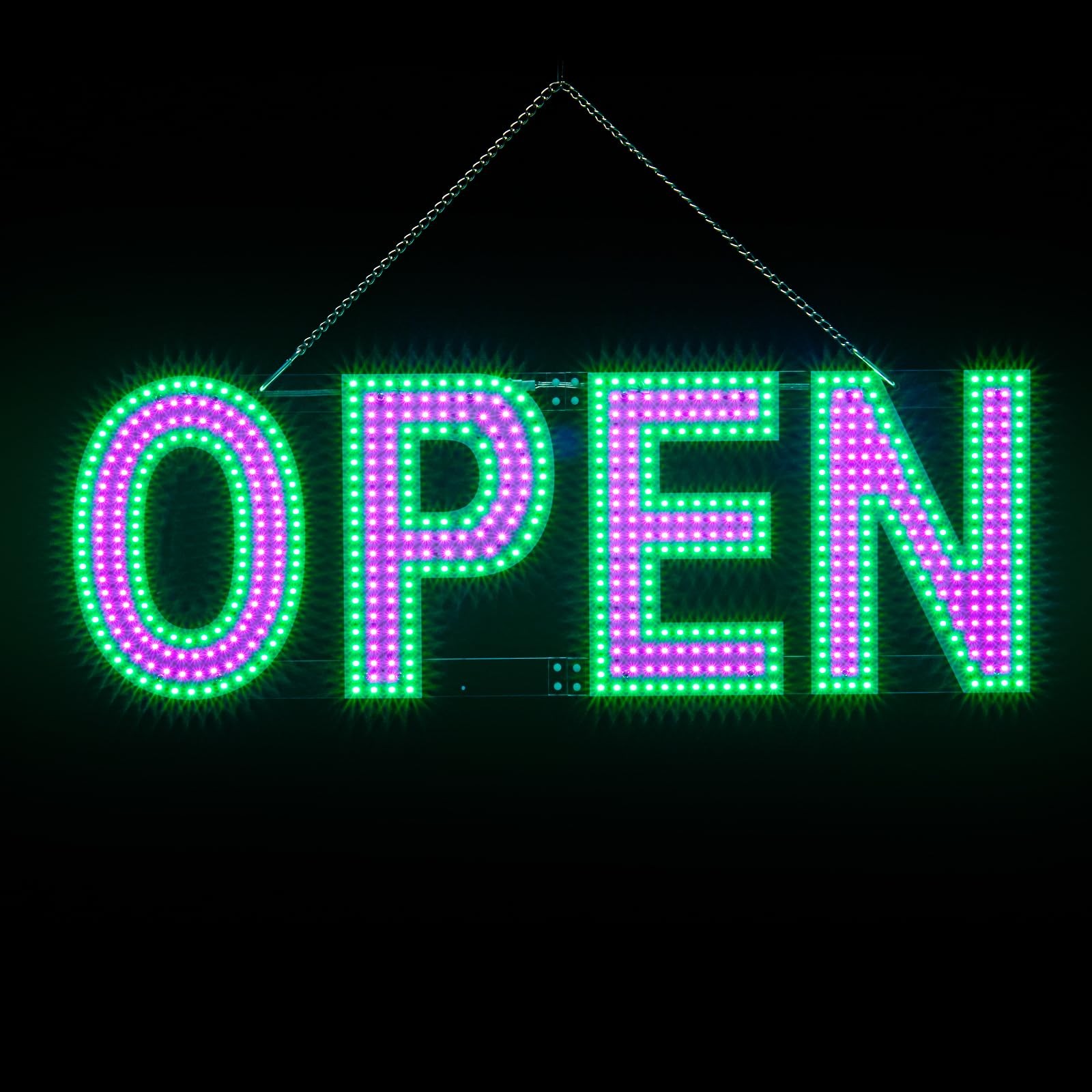 Large LED Open Signs for Business Super Bright – 30×10 in 30″x10″, Pink&Green