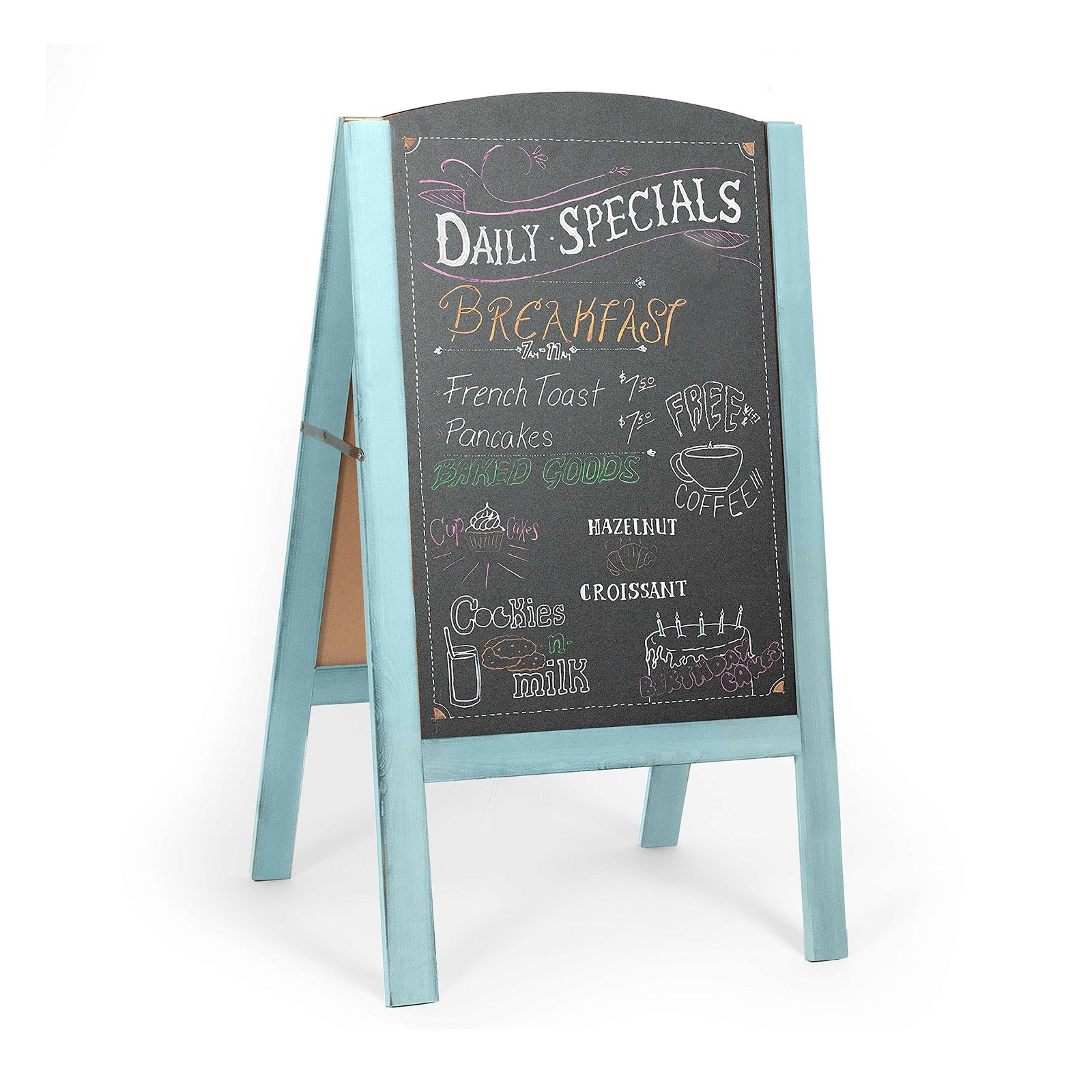 Ilyapa A-Frame Chalkboard Sidewalk Sign – Rounded Top Folding Menu for Restau…