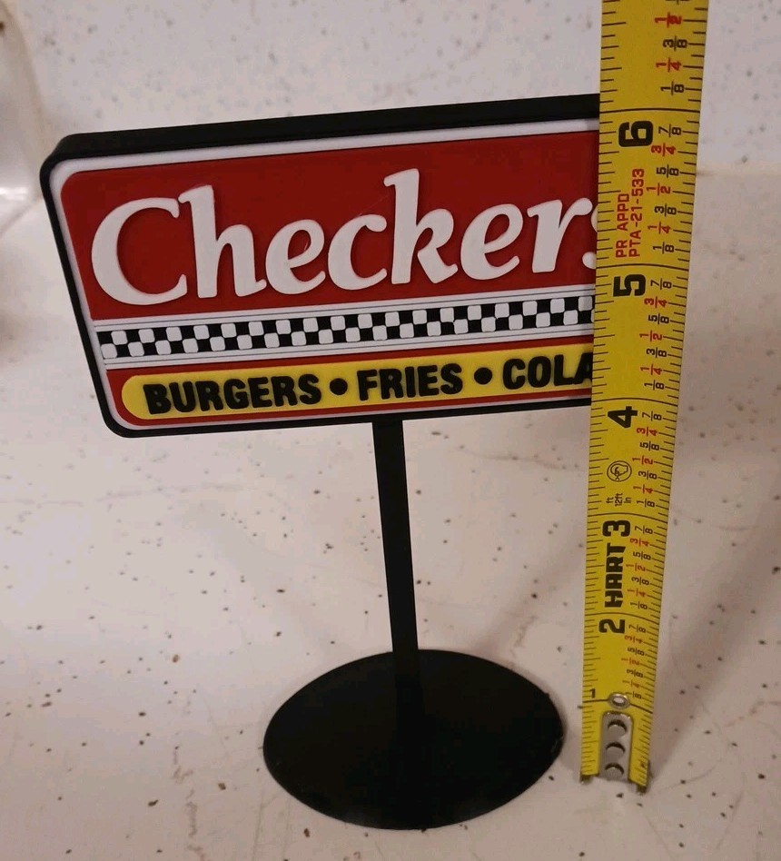 Checkers Burgers FAST FOOD Restaurant Sign 3d Printed Miniature 6″
