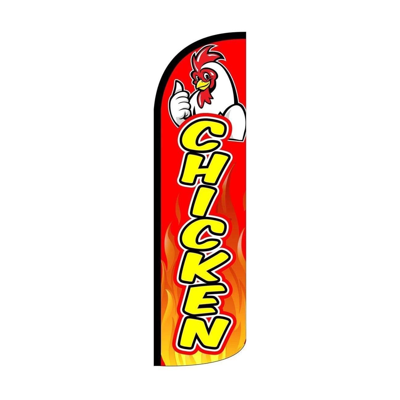 Chicken Swooper Flutter Windless Feather Flag | 3ft W x 11.5ft Tall