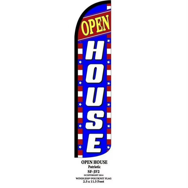OPEN HOUSE JF2 Windless Swooper Flag Feather Banner Sign 2.5×11.5 Ft
