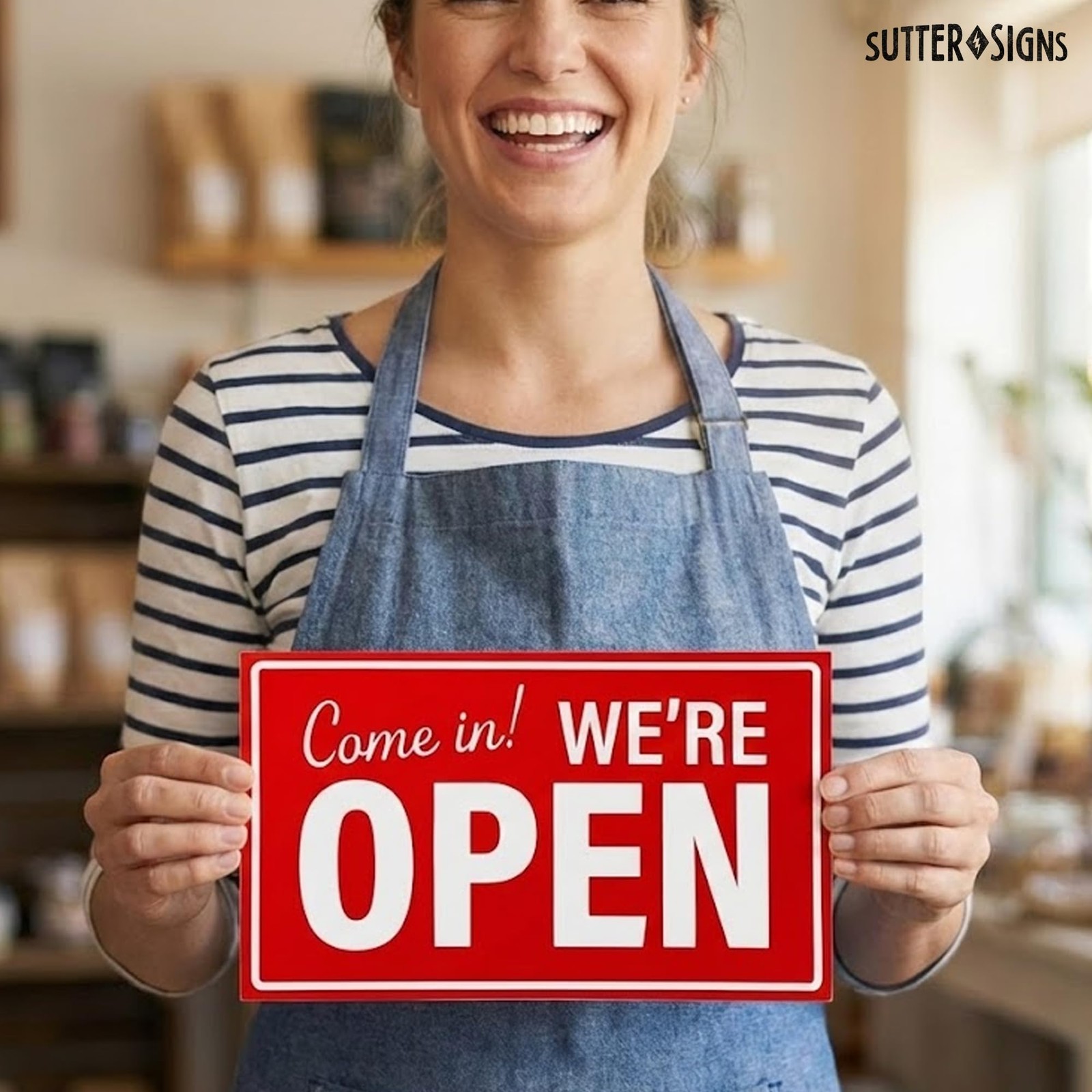 Open Closed Sign for Business 10 X 6 Double Sided Plastic Sign with Twine Su