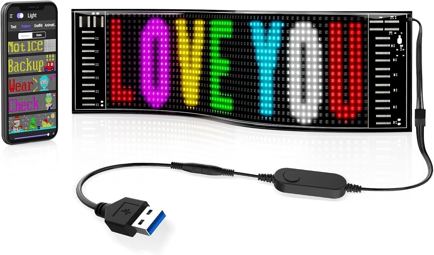 Flexible USB LED Sign with Smart App Control – 15”x4” for Indoor & Outdoor