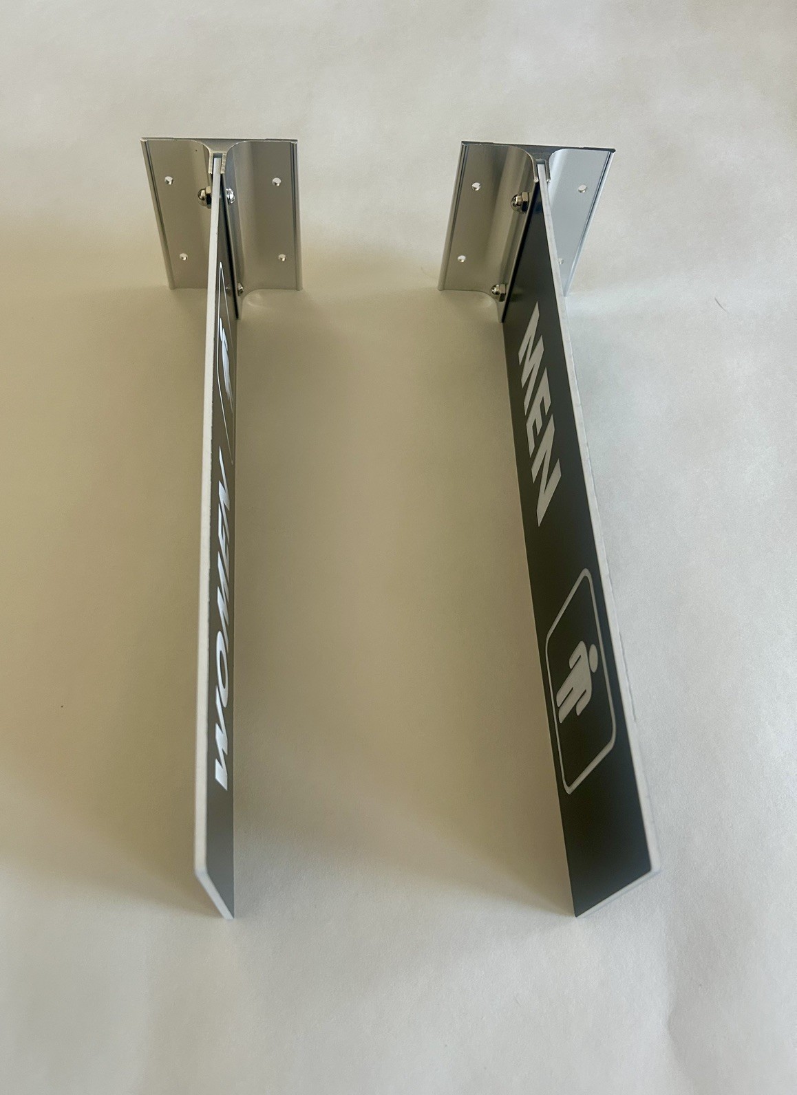 Double-Sided 12” x 3” Restroom Signs Pair For Men & Women Wall Mounted