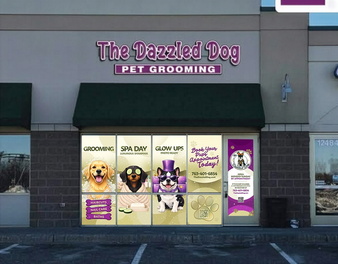 QUOTE: Custom Window Decals for Dog Groomers / Perforated One Way Vision
