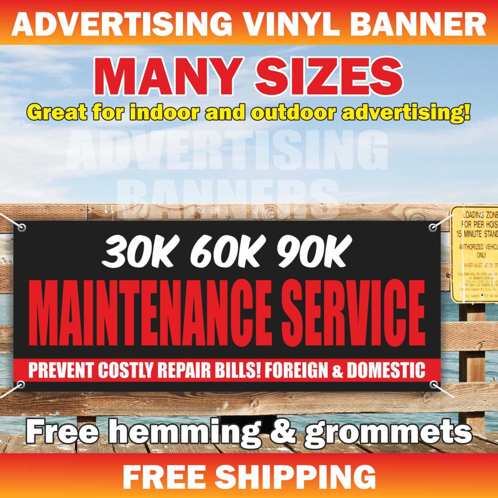 MAINTENANCE SERVICE Advertising Banner Vinyl Mesh Sign AUTO REPAIR MECHANIC AC