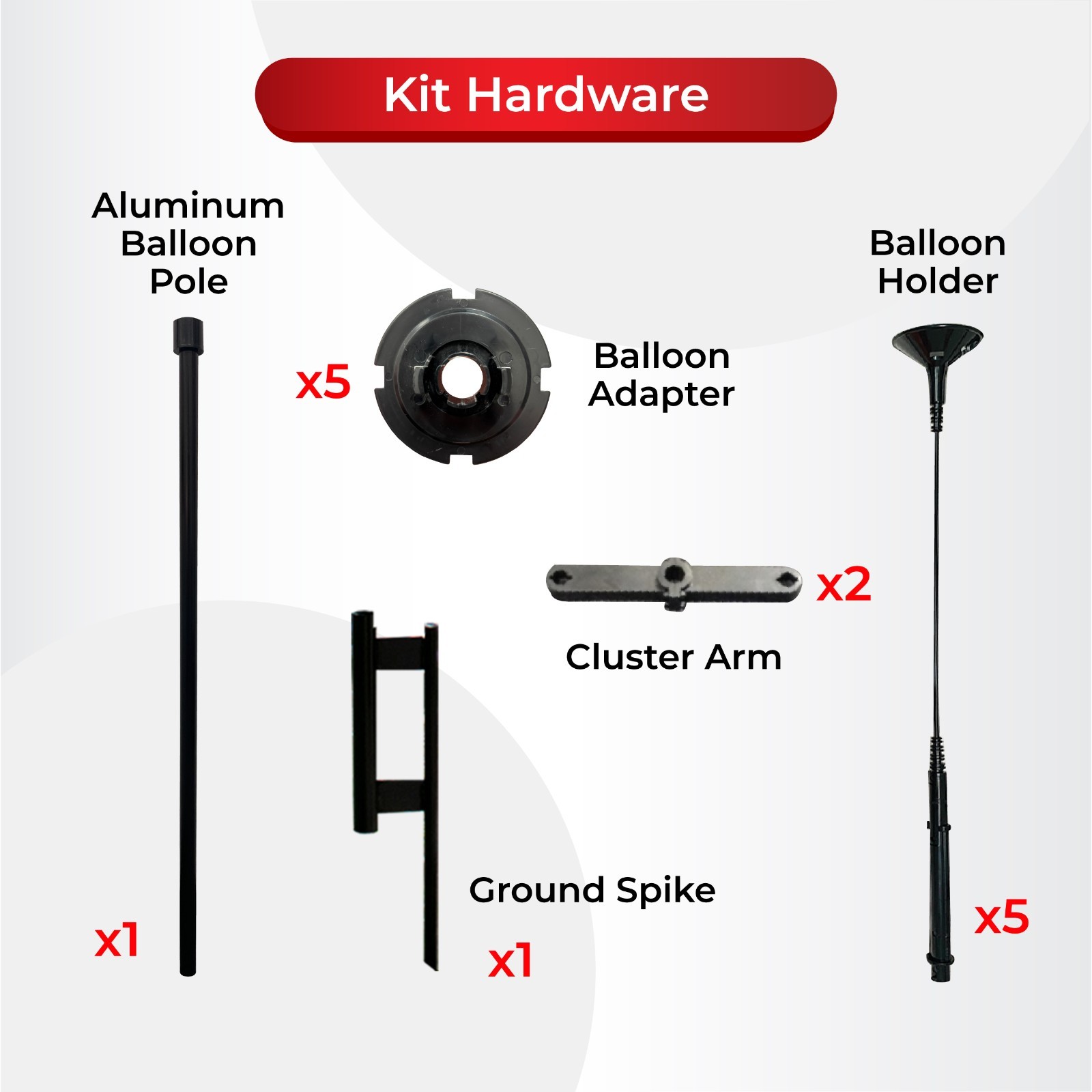 Reusable Balloon Display Kit Poles, Ground Spike and 5 Balloons Included