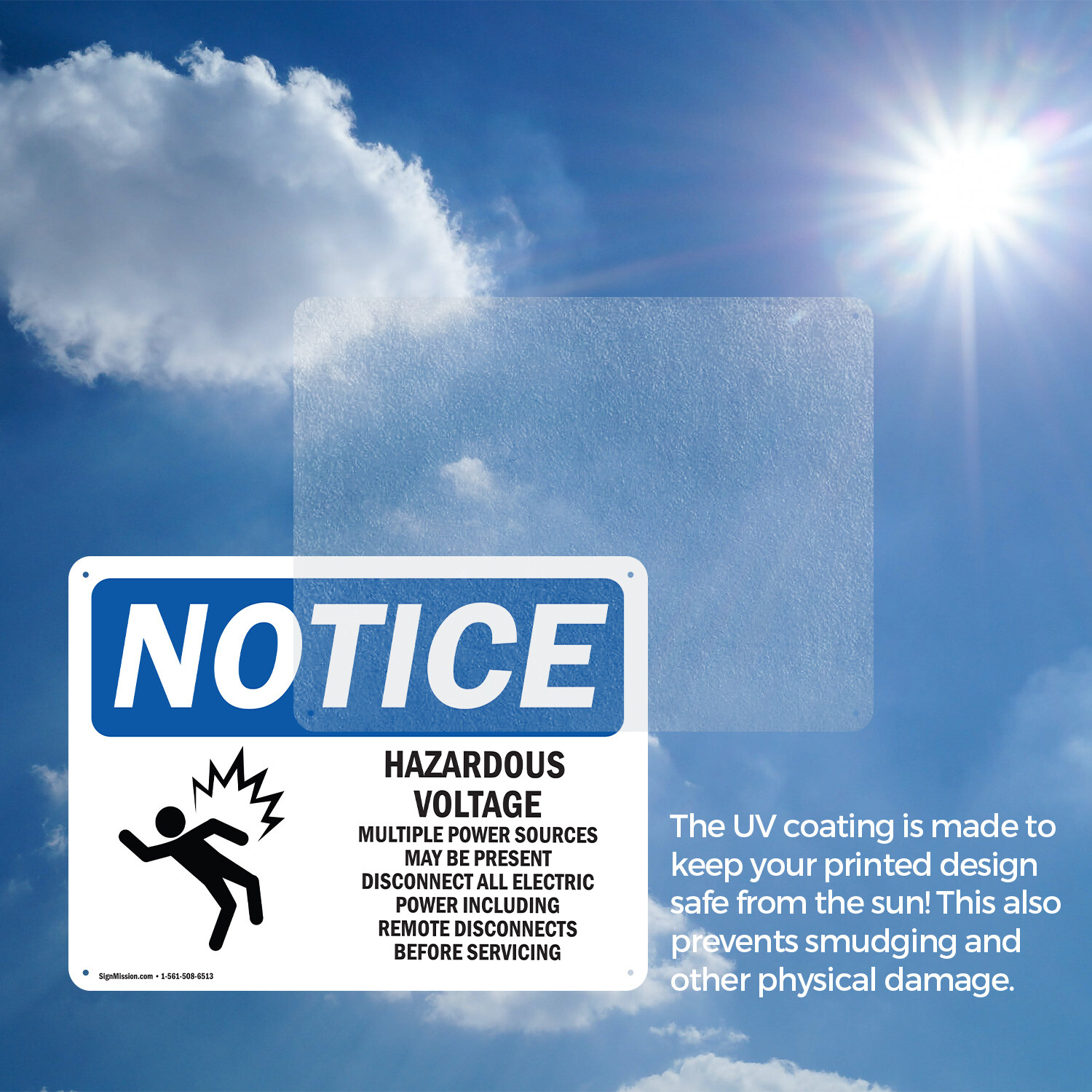 (2 Pack) Hazardous Voltage Multiple Power OSHA Notice Sign Decal Metal Plastic