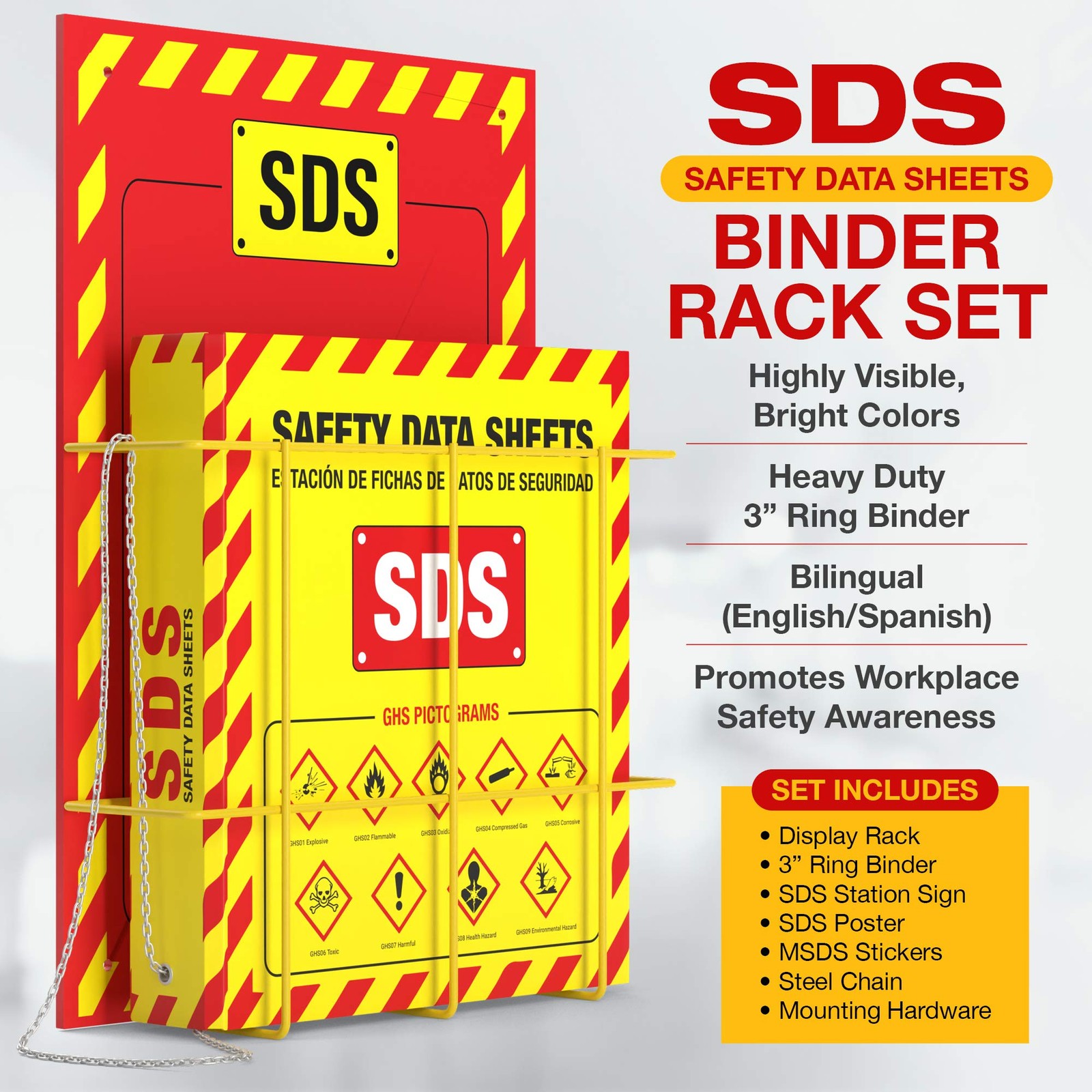 Vivlly Msds Wall Station 3 Sds Binder Wire Rack Osha/Ghs Safety Data Sheet