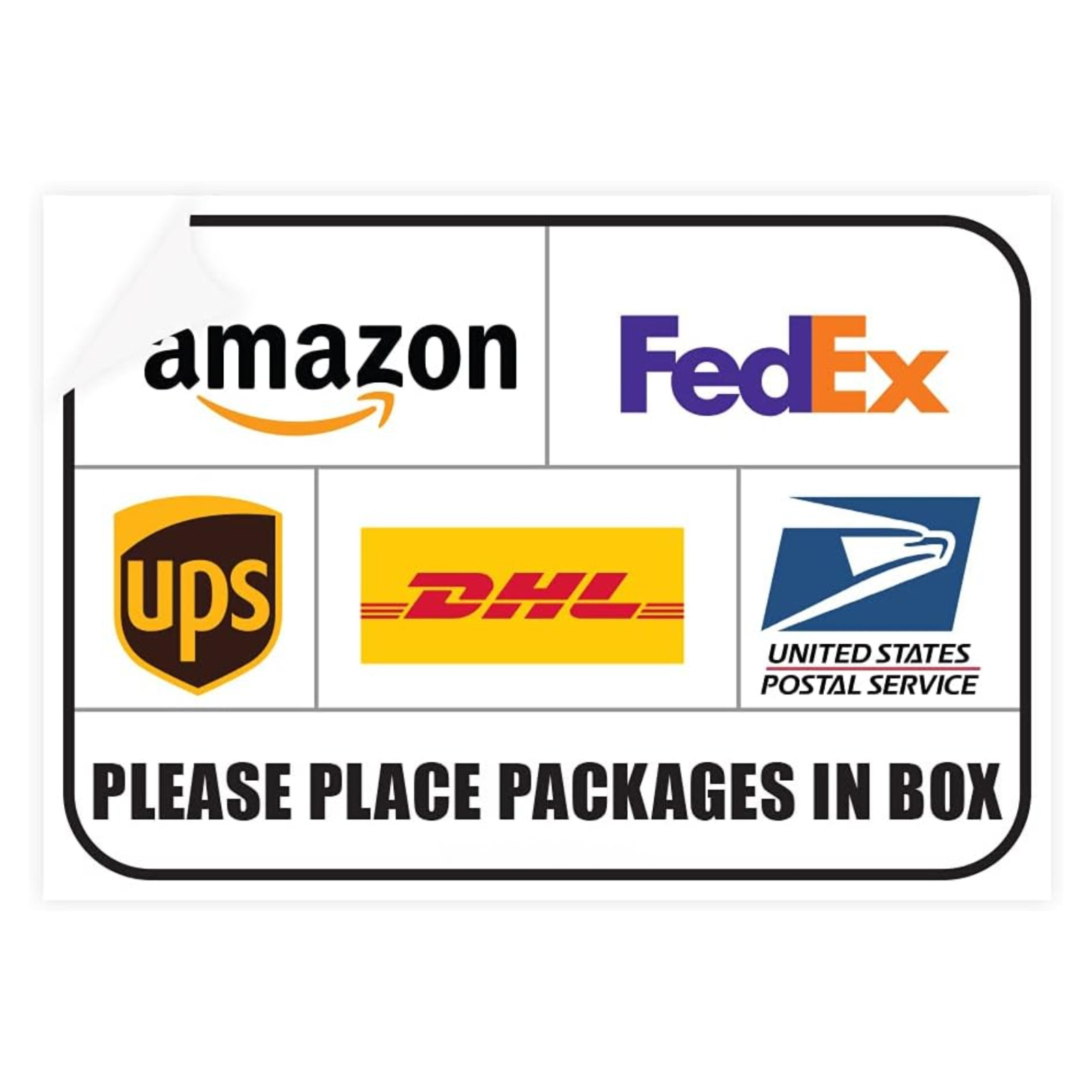 DROP PACKAGES HERE Sticker, USPS Fedex Amazon UPS, delivery sign 10×7 (2 Pack)