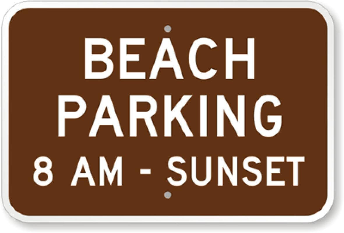 Beach Parking Sign Aluminum Weatherproof Metal Outdoor Durable 8×12 Inch