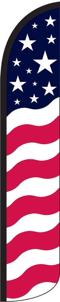 Stars & Bars USA American 15′ Tall Windless Swooper Feather Flag & Pole Kit