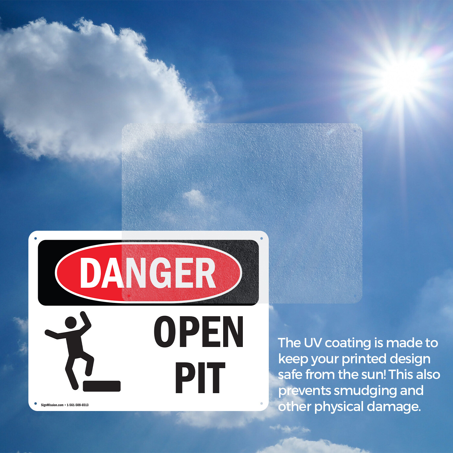 (2 Pack) Open Pit OSHA Danger Sign Decal Metal Plastic