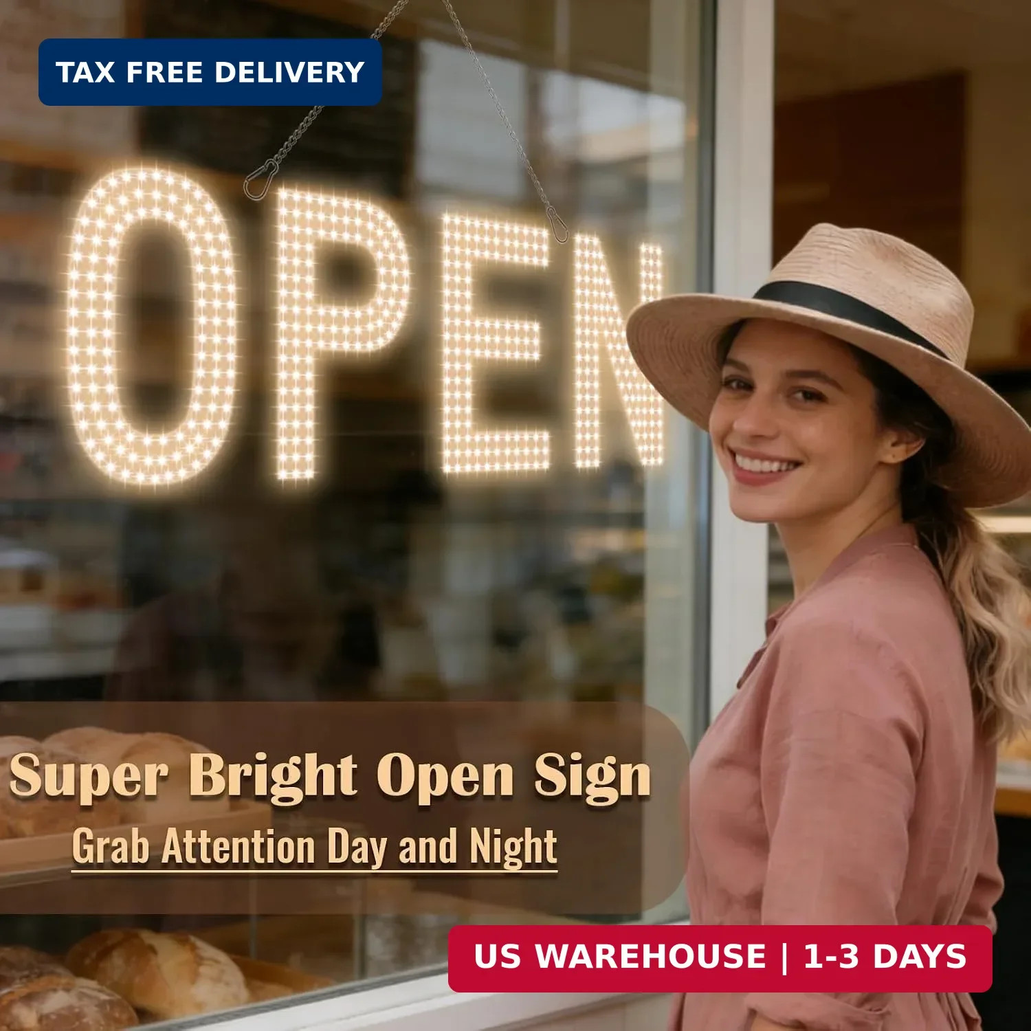 Open Signs for Business, 30″x10″ Big & Bright Open Sign with Remote Control Dimm