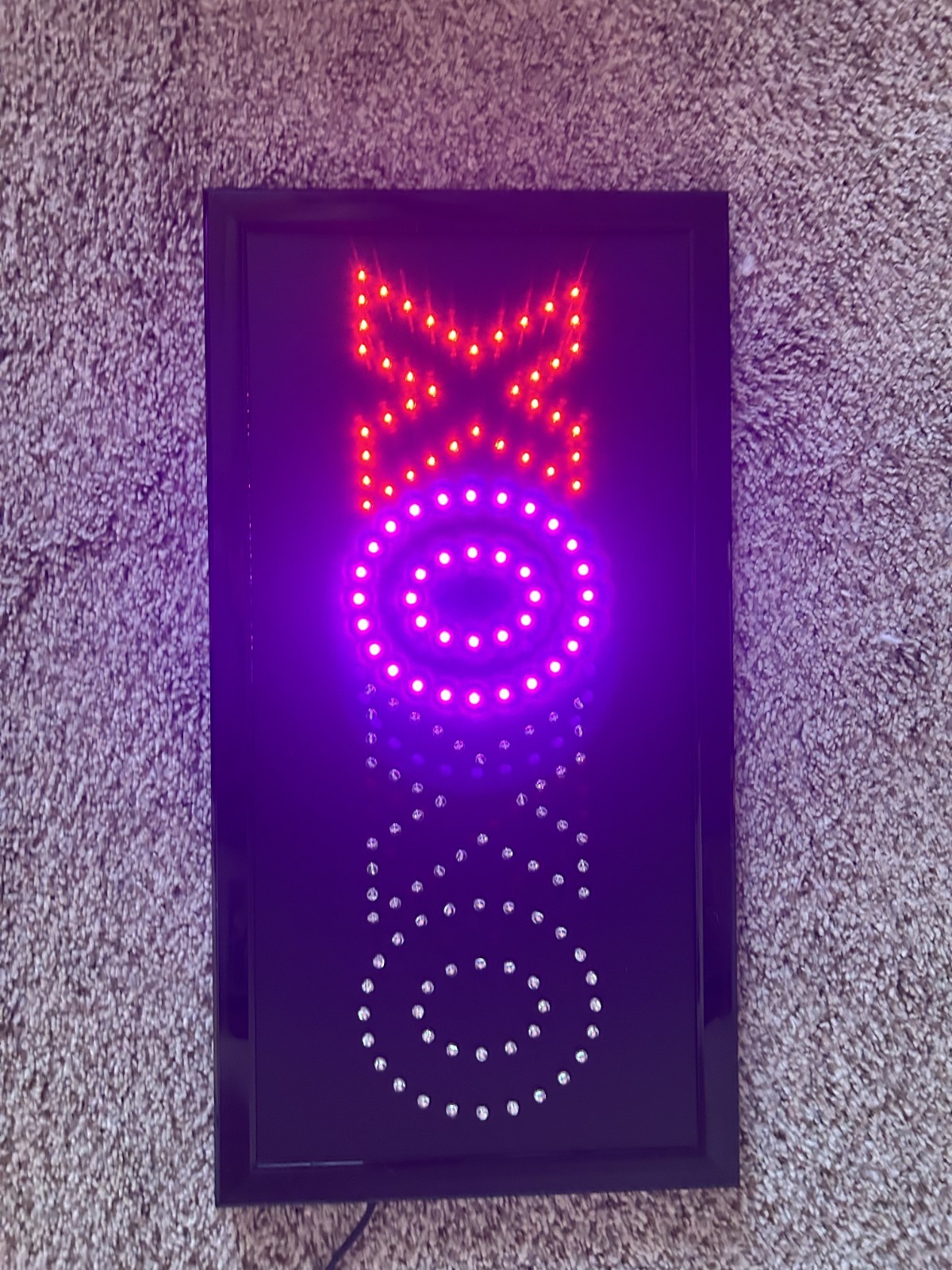 Flashing LED XOXO Illuminated Sign Multi-Color 19 x 10 in Includes Hardware