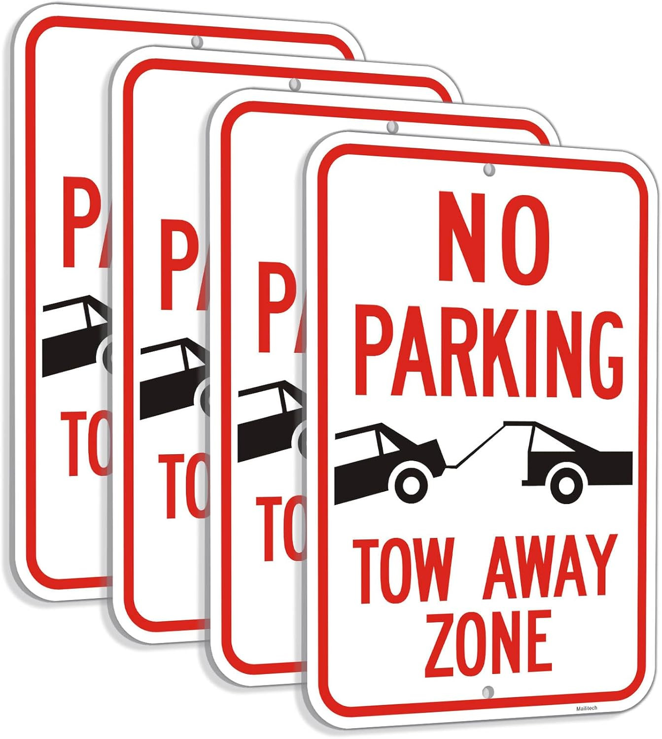 Large 4-Pack No Parking Tow Away Zone Sign – Reflective Aluminum 12×18 Inches