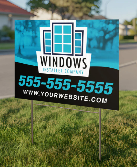 10 Pack Custom Yard Signs 18×24 Double Sided Full Color w/ H-Stakes Business