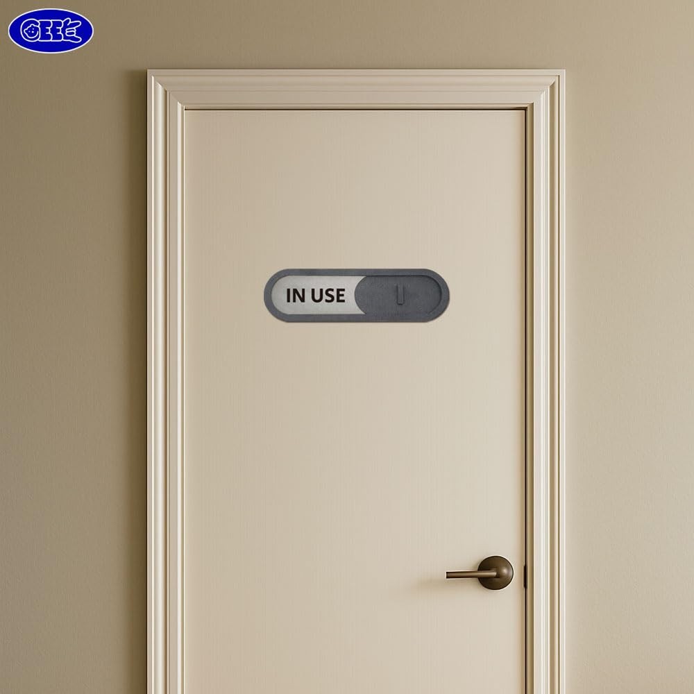 In Use Available Slider Door Sign Home Office Premium MDF Brown 7.5×2.2 In