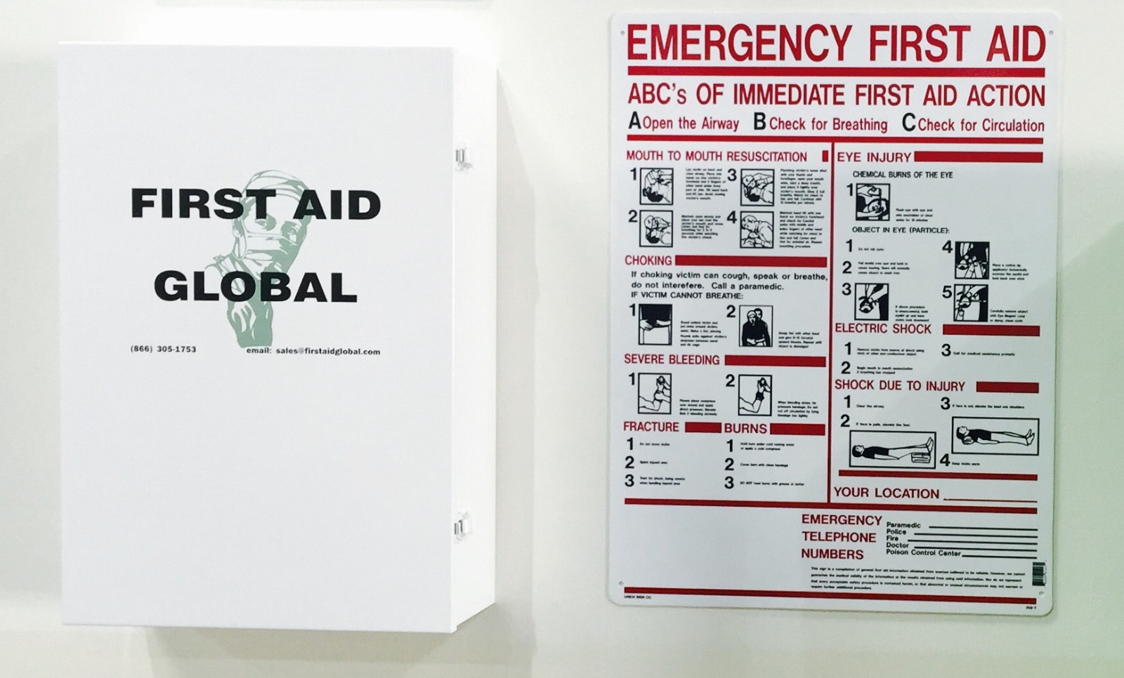 ABC’s of Emergency First Aid/CPR Sign 24×18 Heavy Duty Plastic