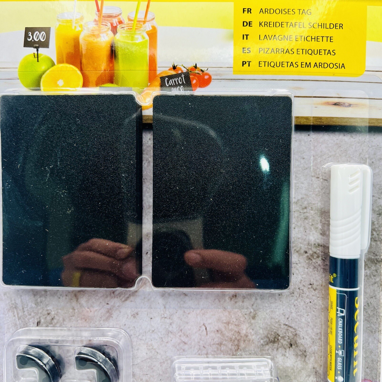 Black Chalkboard Price Cards Sets- Signs, Marker, Easel & Pick Sign Holders