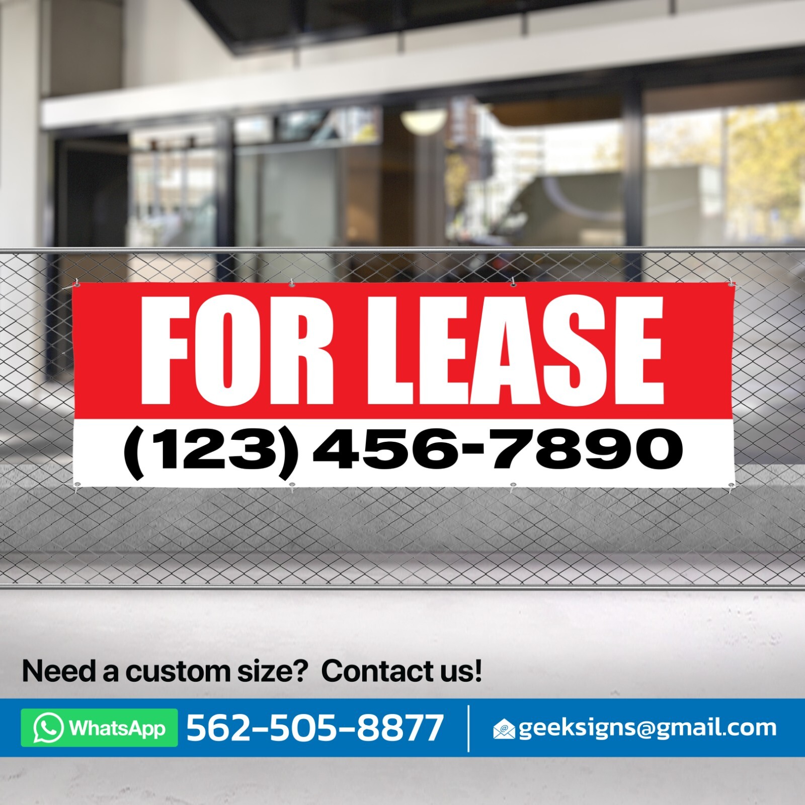FOR LEASE retail business advertising store front custom vinyl banner sign flag