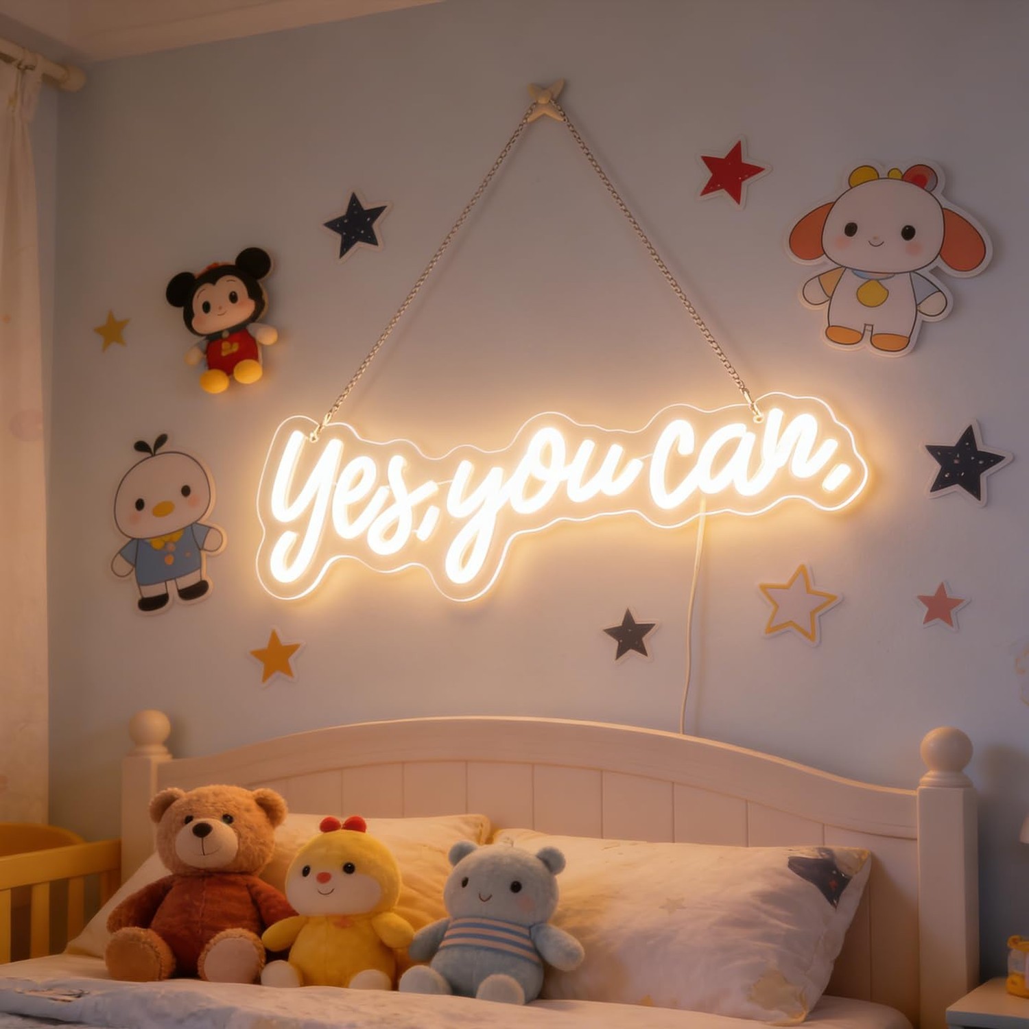 “Yes, You Can” LED Neon Sign Words Light Up Signs for Room Wall Art Decor, In…