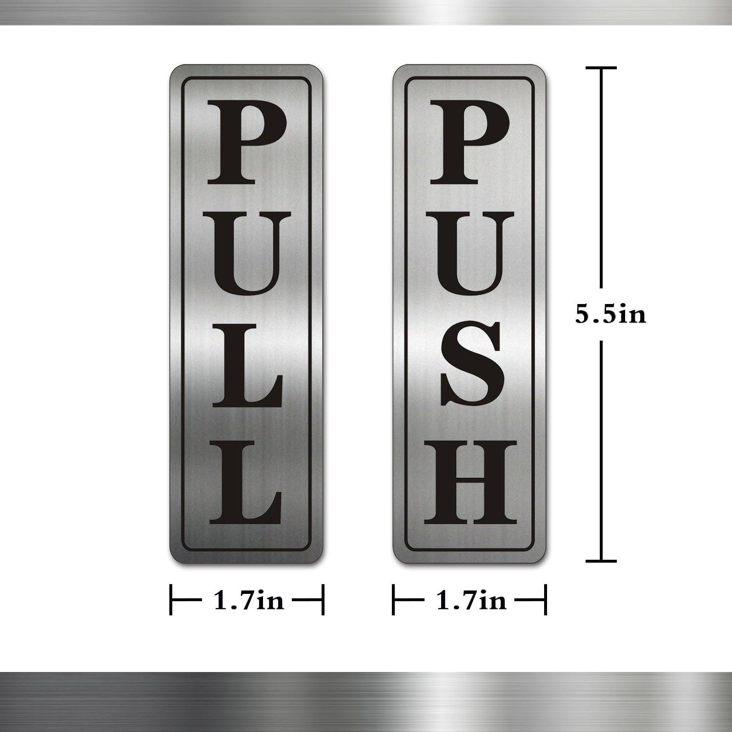 Metal Stainless Steel Push Pull Signs for Door,With Self Adhesive,5.5X1.7In (Cla