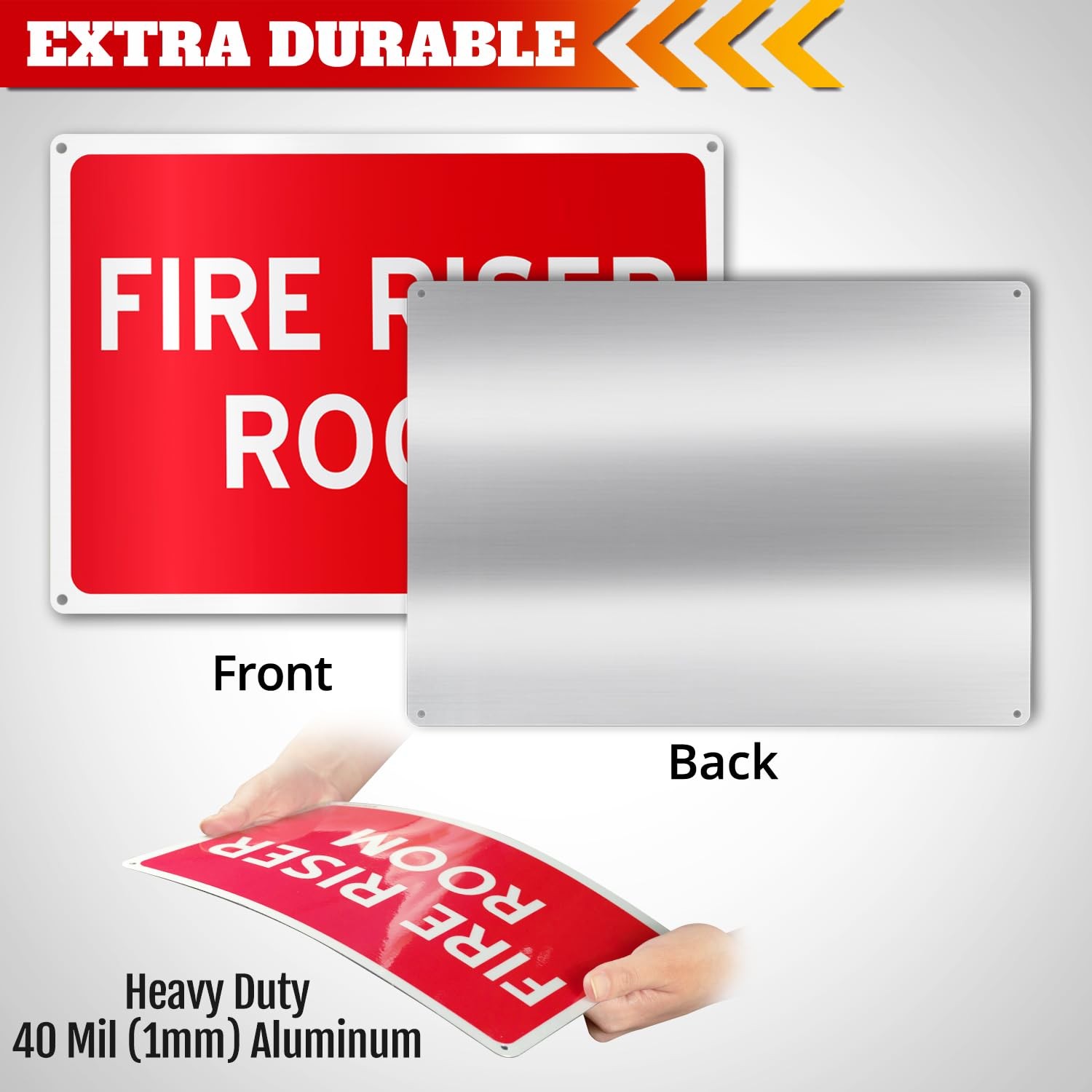 Anley Fire Riser Room Sign Aluminum 7″x10″ Fire Pump Safety Metal Warning Sign