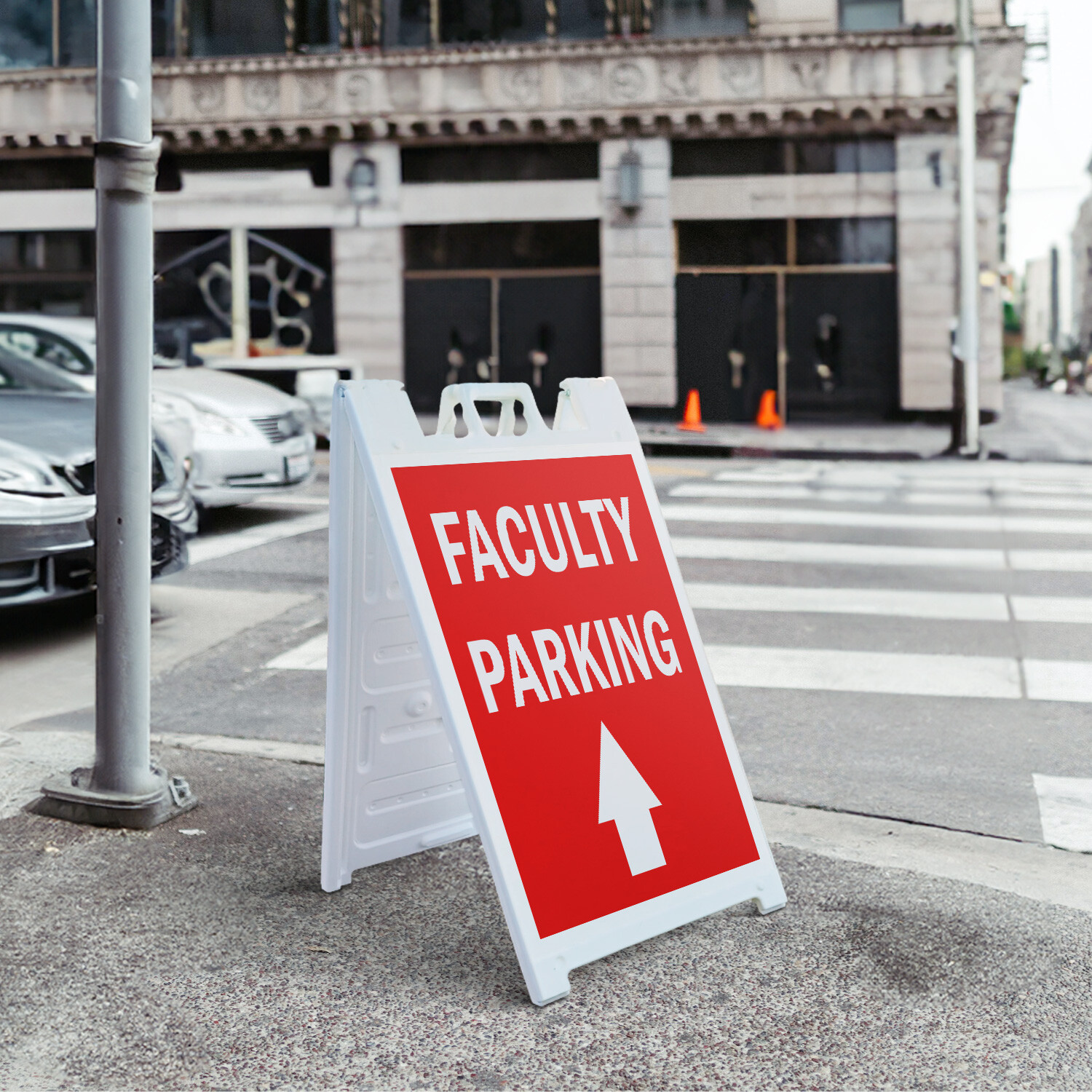 A-frame Sidewalk Faculty Parking With Up Arrow 24″ x 36″ Double Sided A-Frame Si
