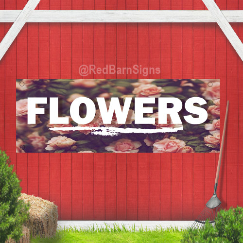 Flowers Indoor Outdoor Vinyl Banner Sign