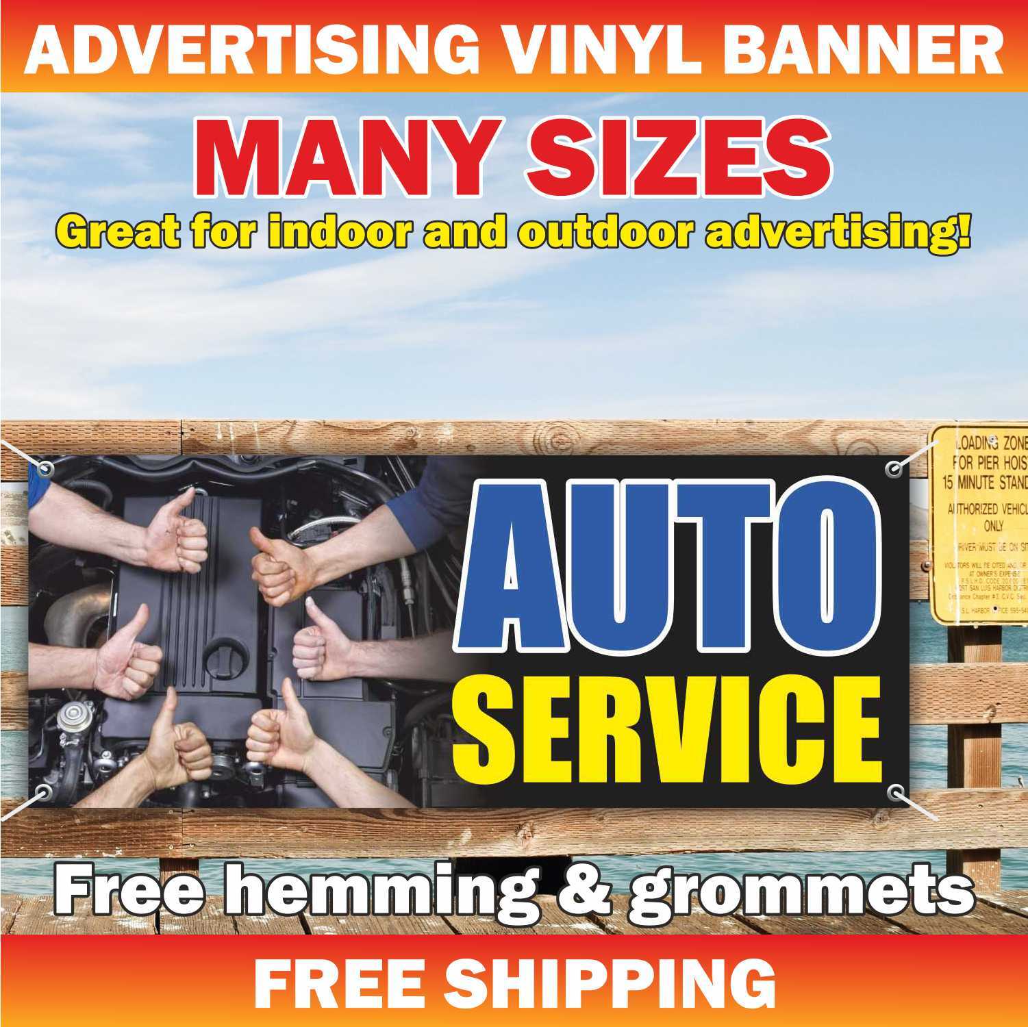 AUTO SERVICE Advertising Banner Vinyl Mesh Sign repair mechanic free estimates
